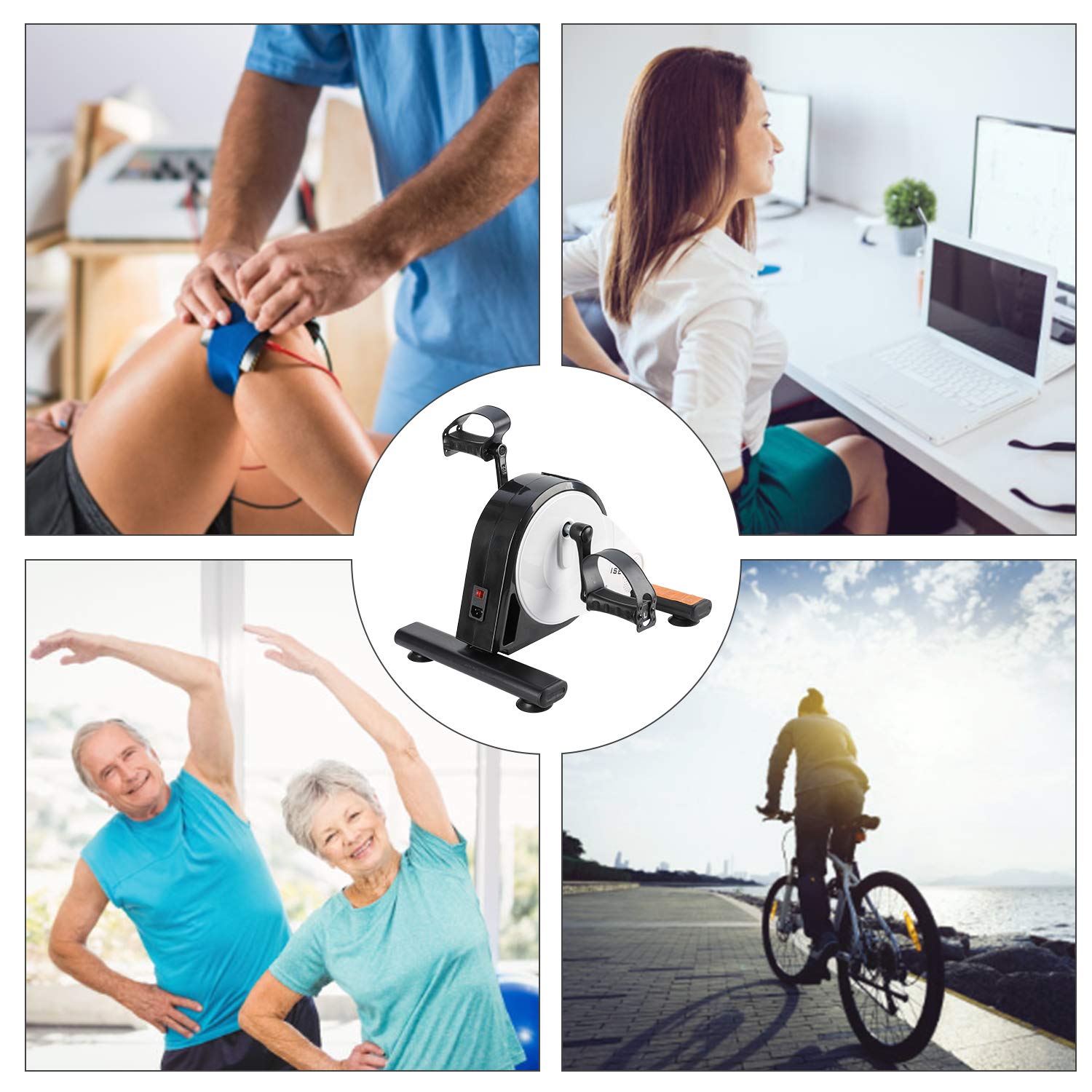 ISE - Mini cyclette con pedaliera pieghevole, resistenza regolabile, schermo LCD con telecomando, dispositivo per lavorare gambe e braccia, fitness cardio, sport, SY-8117