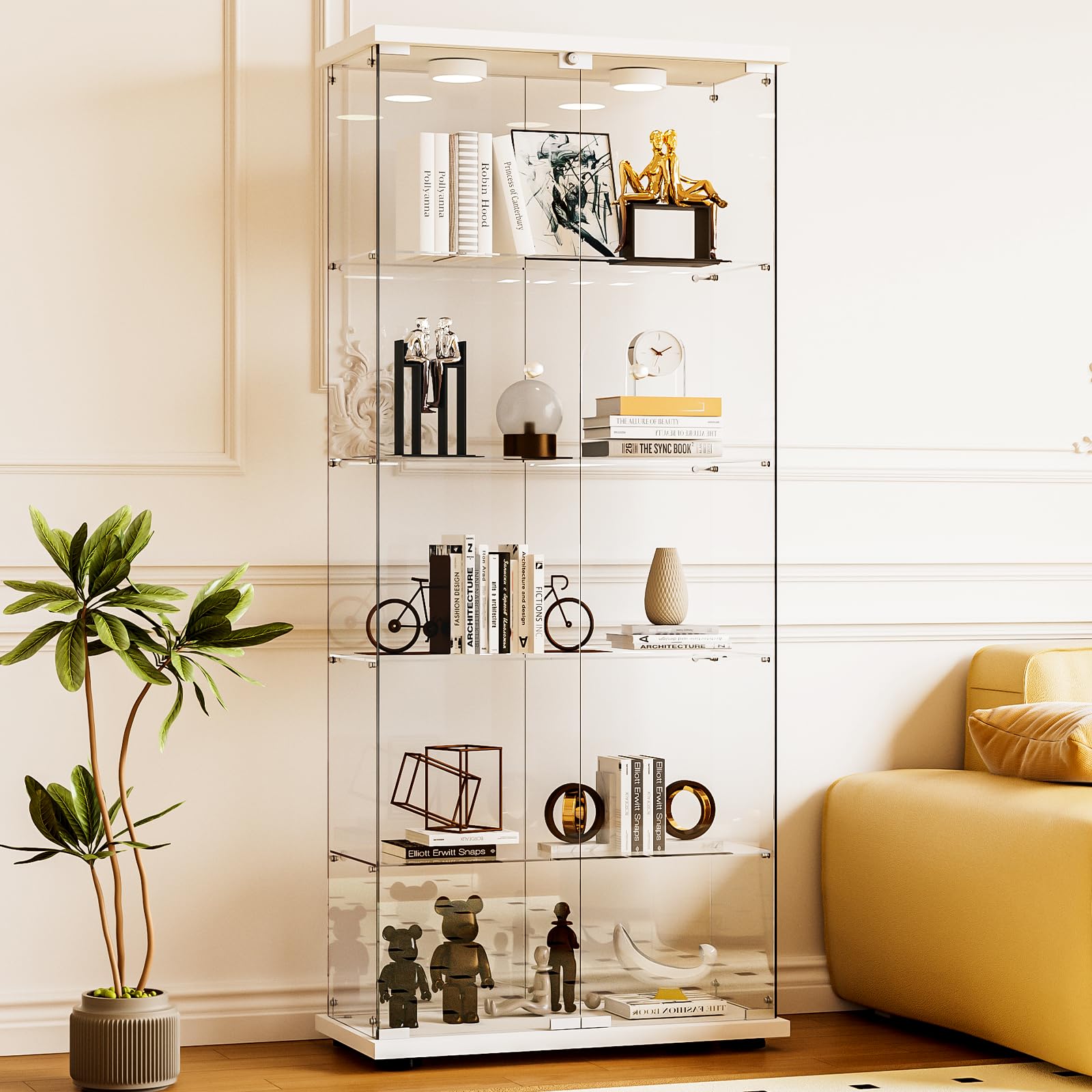 Amazon.com: COHMJJY 5-Shelf Glass Display Cabinet with Double Doors