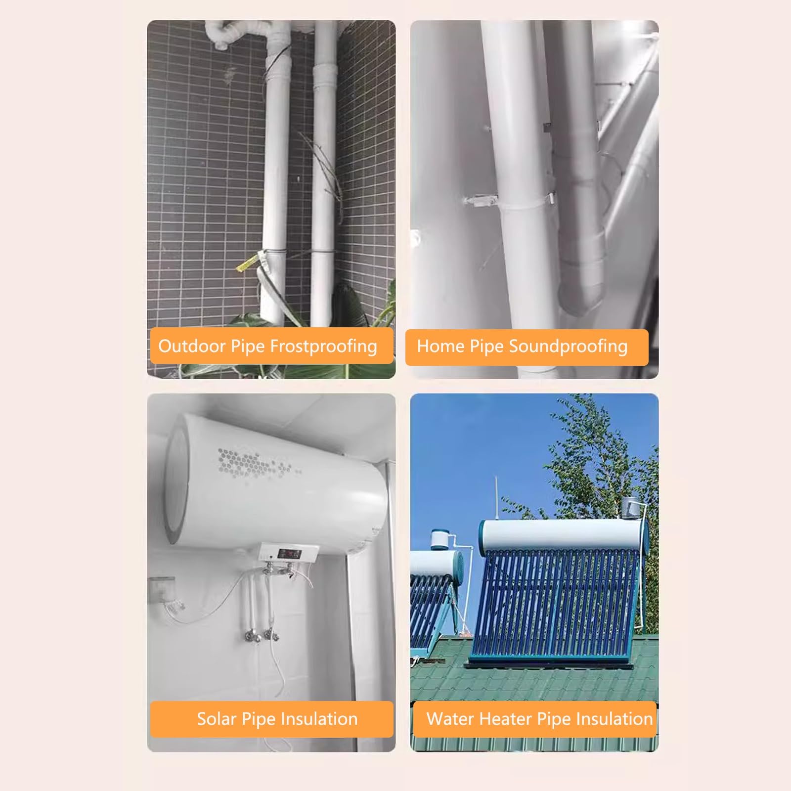 9 Unidades de Envoltorio de Espuma for Tubos con Bordes Auto-Agrietables, Aislante Tubo Aire Acondicionado y Churros Piscina de Espuma for Tubos de Agua Exteriores/Interiores(Id-34mm(1-1/4"))