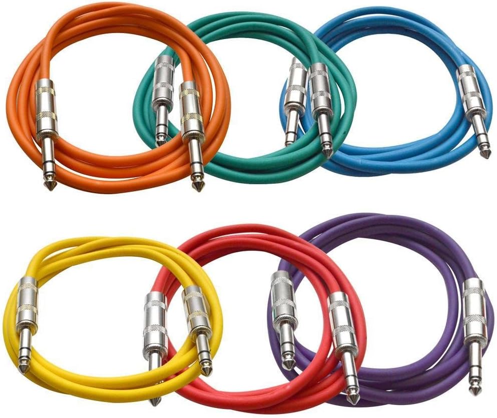 Popular Seismic Audio Speakers ¼” to ¼” TRS Patch Cables, 6 Foot Patch Cables, Pack of 6, Multi Color Discount Seismic Audio Speakers ¼” to ¼” TRS Patch Cables, 6 Foot Patch Cables, Pack of 6, Multi Color