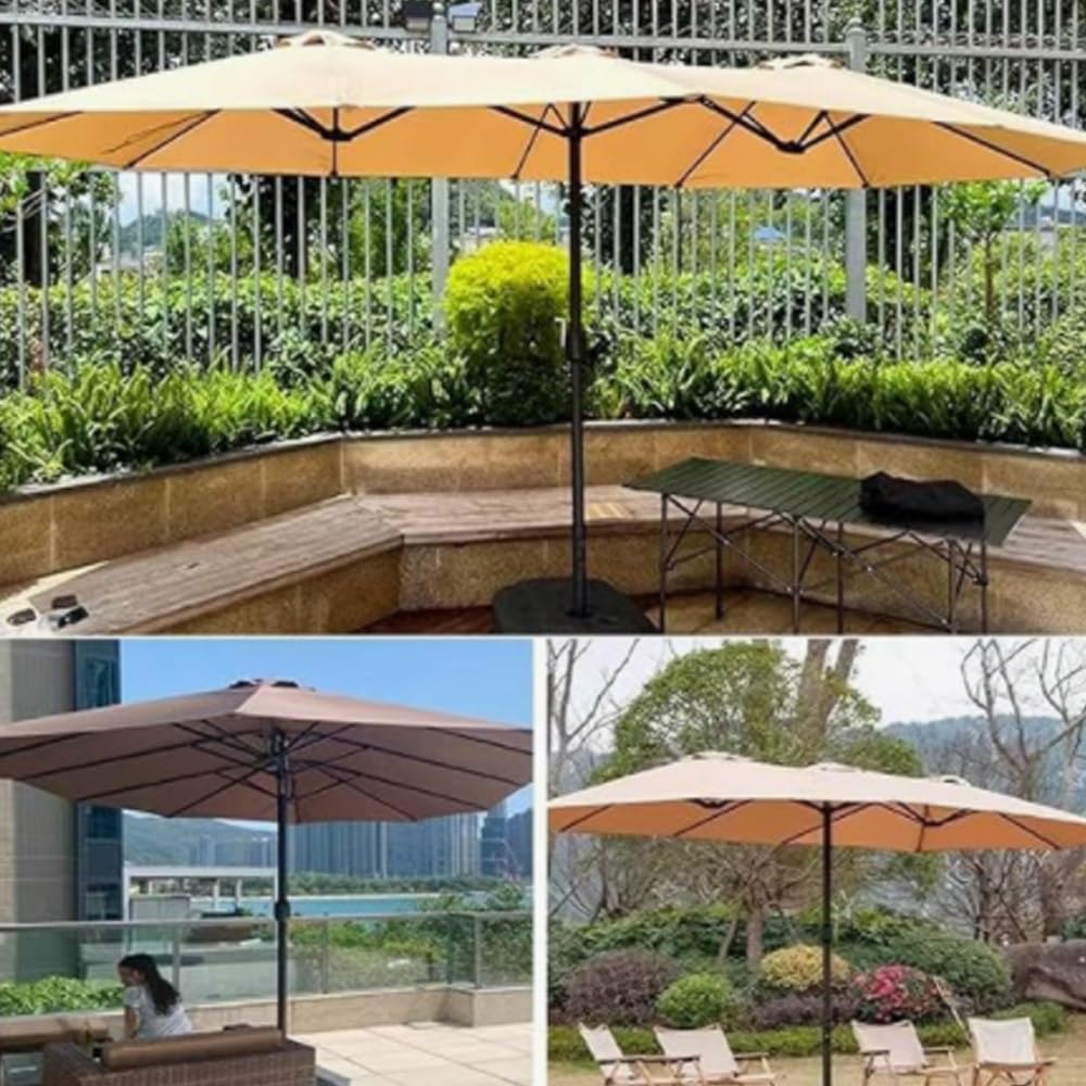 12 Baleines Grand Auvent De Rechange pour Parasol Double Extérieur 460x270cm Toile De Rechange per Parasol pour Terrasse, Jardin, Cour(Burgundy)