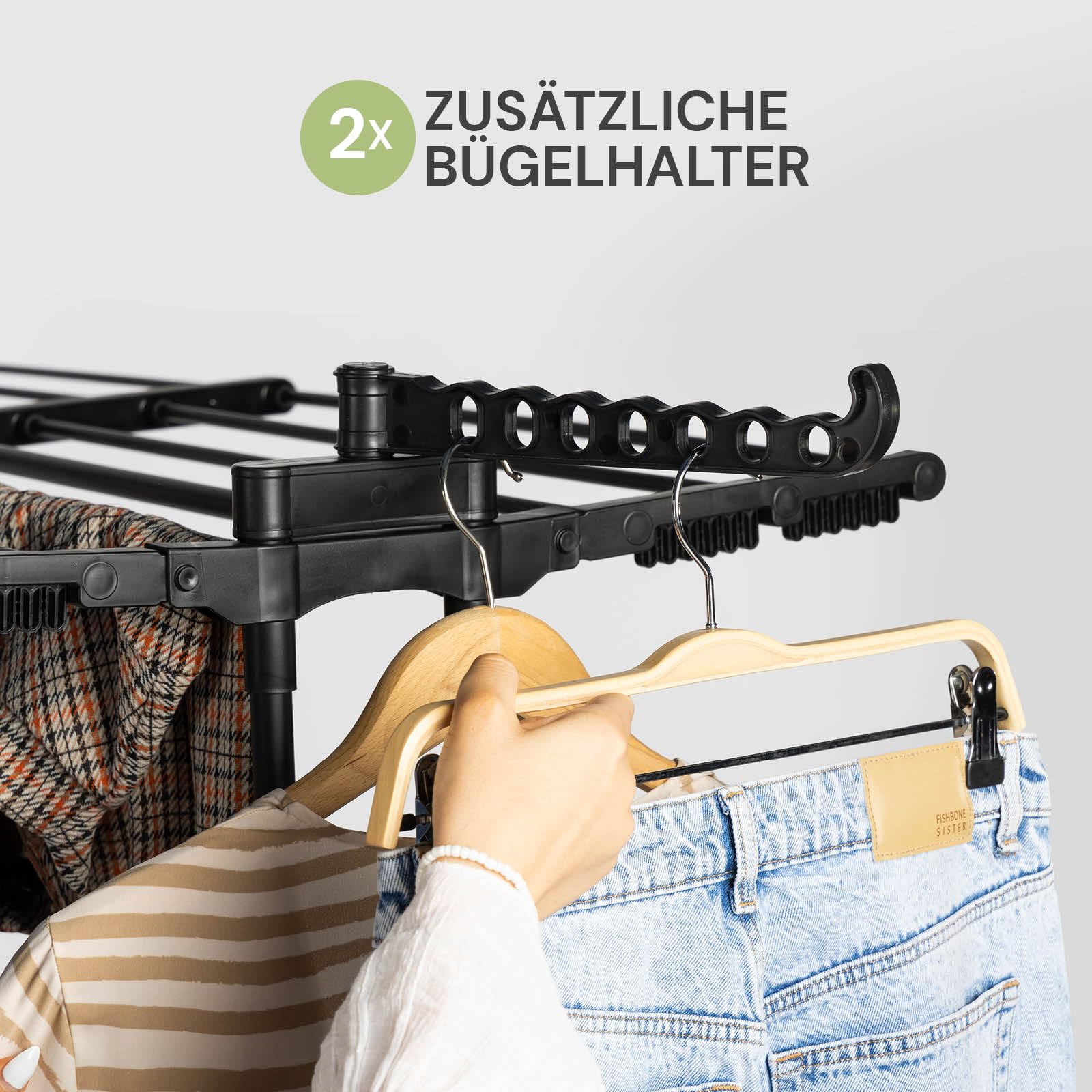 Vitapur Wäscheständer VertyDry Duo, Vertikaler Wäscheständer, 3-stufiger Turmwäscheständer Holz, Platzsparender Hoch Standtrockner für Balkon, XXL Wäschetrockner Ständer