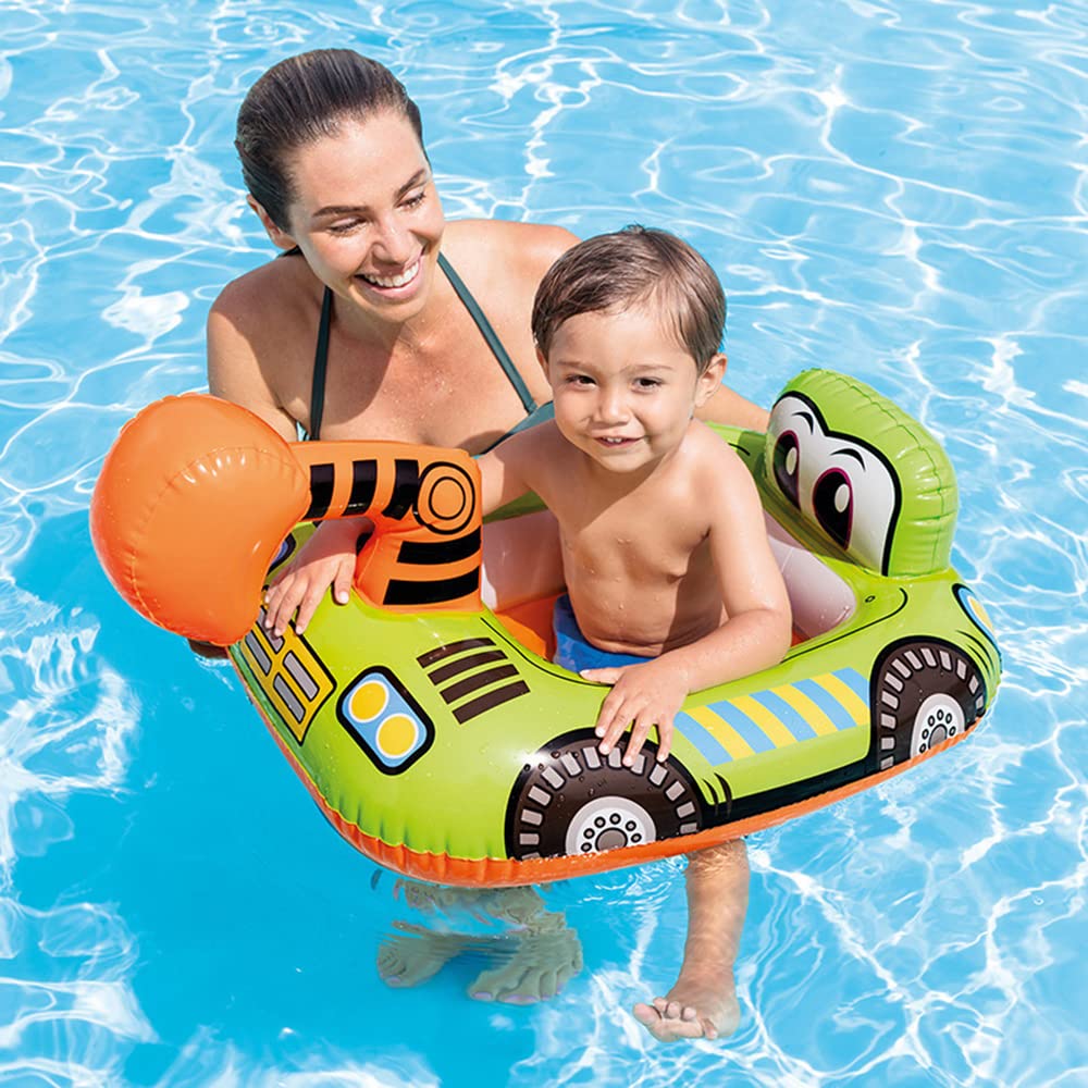 Galleggiante Gonfiabile Per Bambini Con Sedile Di Sicurezza E Maniglie - Simpatico Animaletto Per Piscina E Vasca (Blu/Rosa, Fino A 18kg)