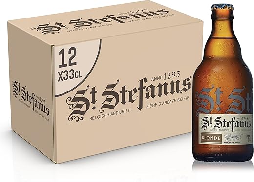 St. Stefanus Abbey Beer Crate with 12 Beers in 33 cl Bottle, 3.96 L, Intense Flavour, Fresh and Fruity, Alcohol Content 7% Vol, Beer Box Gift Idea