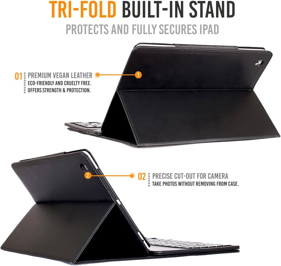 Onе-Dау Sаlе: Uр tо 50% оƒƒ iPad Case with Keyboard, Alpatronix KX150 Leather iPad Cover w/Detachable Wireless Bluetooth Keyboard Compatible with Apple iPad Pro (10.5 inch), iPad Air 3 (10.5 inch), iPad 9/8/7 (10.2) - Black