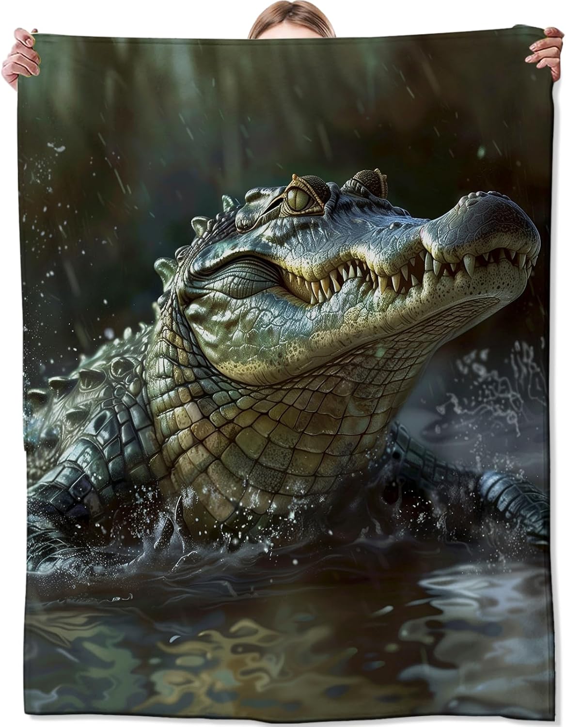 Alligator Blanket for Couch,Bed,Sofa, Soft Cozy Alligator Throw Blanket for All Season Alligator Decor Alligator Gift, Flannel Plush Blanket Lightweight Comfy for Adult Kids 50”×60”