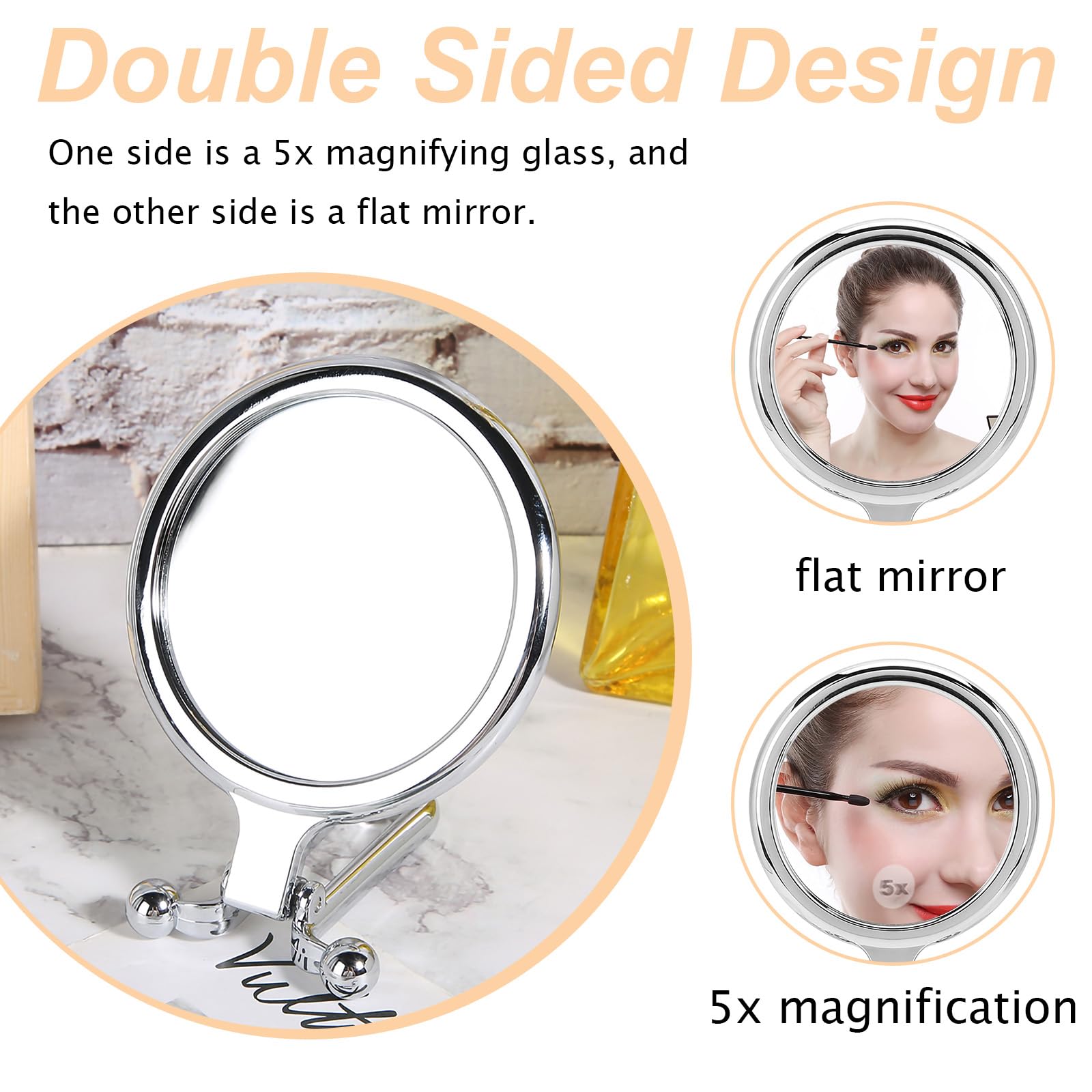 Miroir Grossissant x15 Double Face Miroir Pliable avec Poignée, Miroir