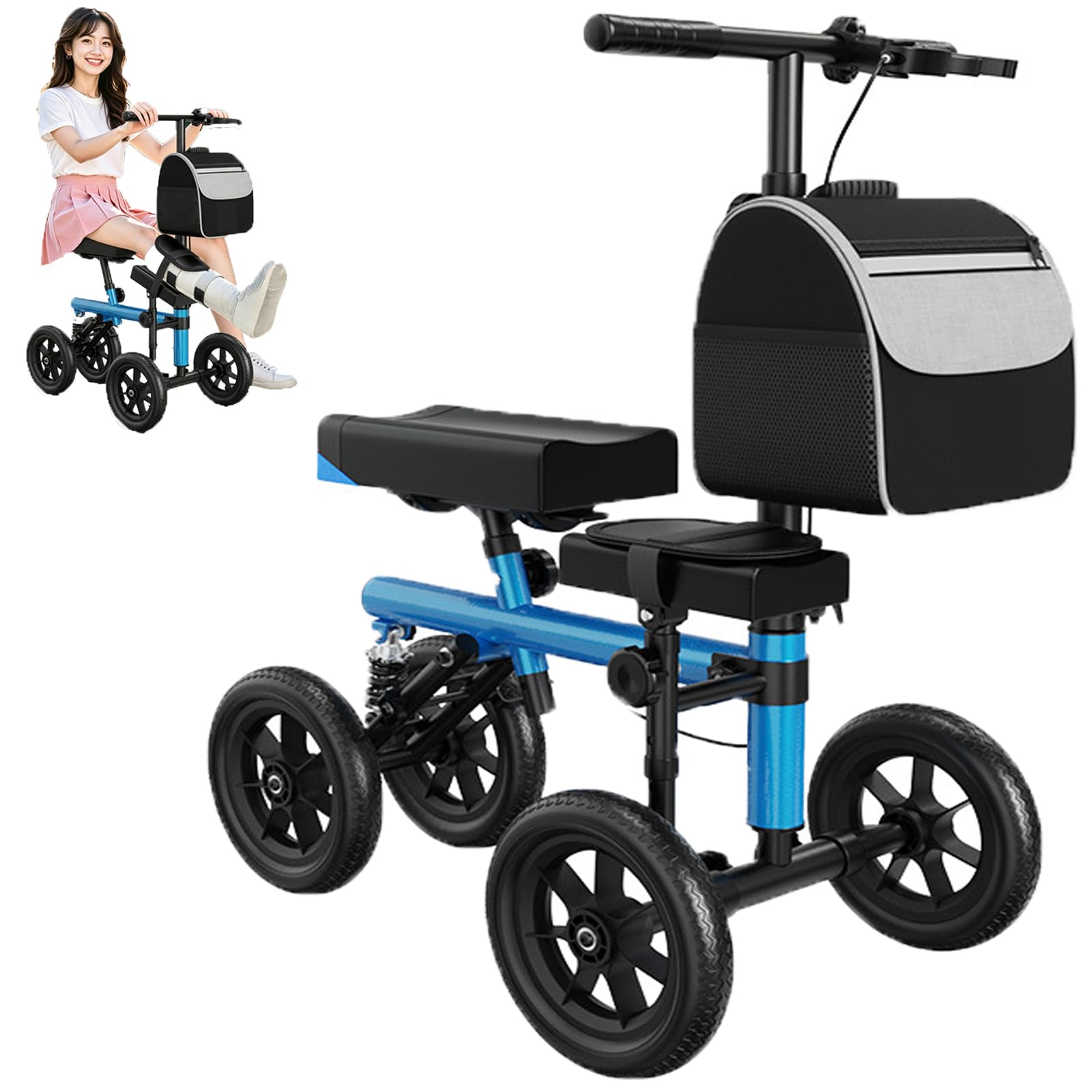 Scooter de Rodilla 2-en-1, Plegable, Lesión Pie, Adultos, 330 LBS
