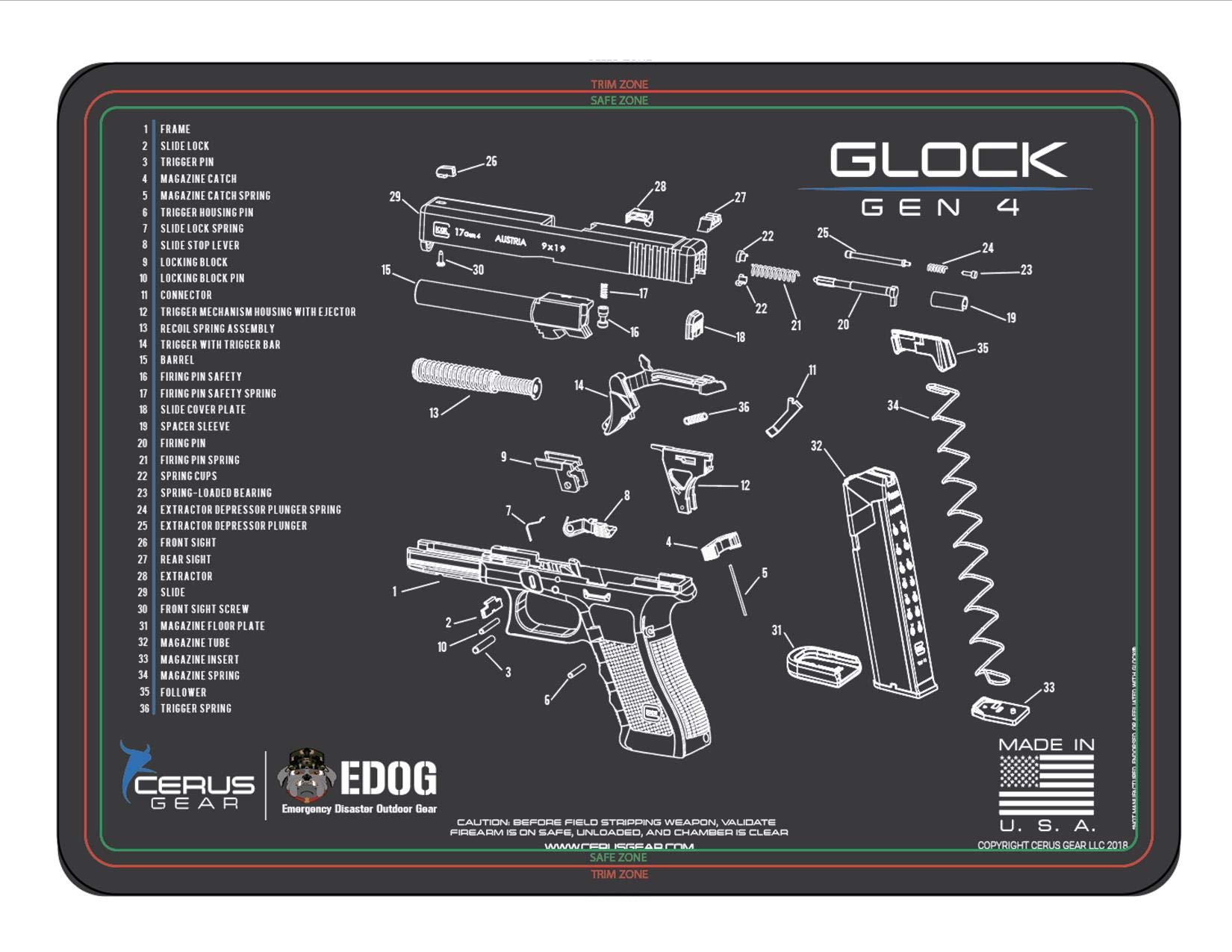 Buy EDOG GEN4 Gun Cleaning Mat Schematic (Exploded View) Diagram