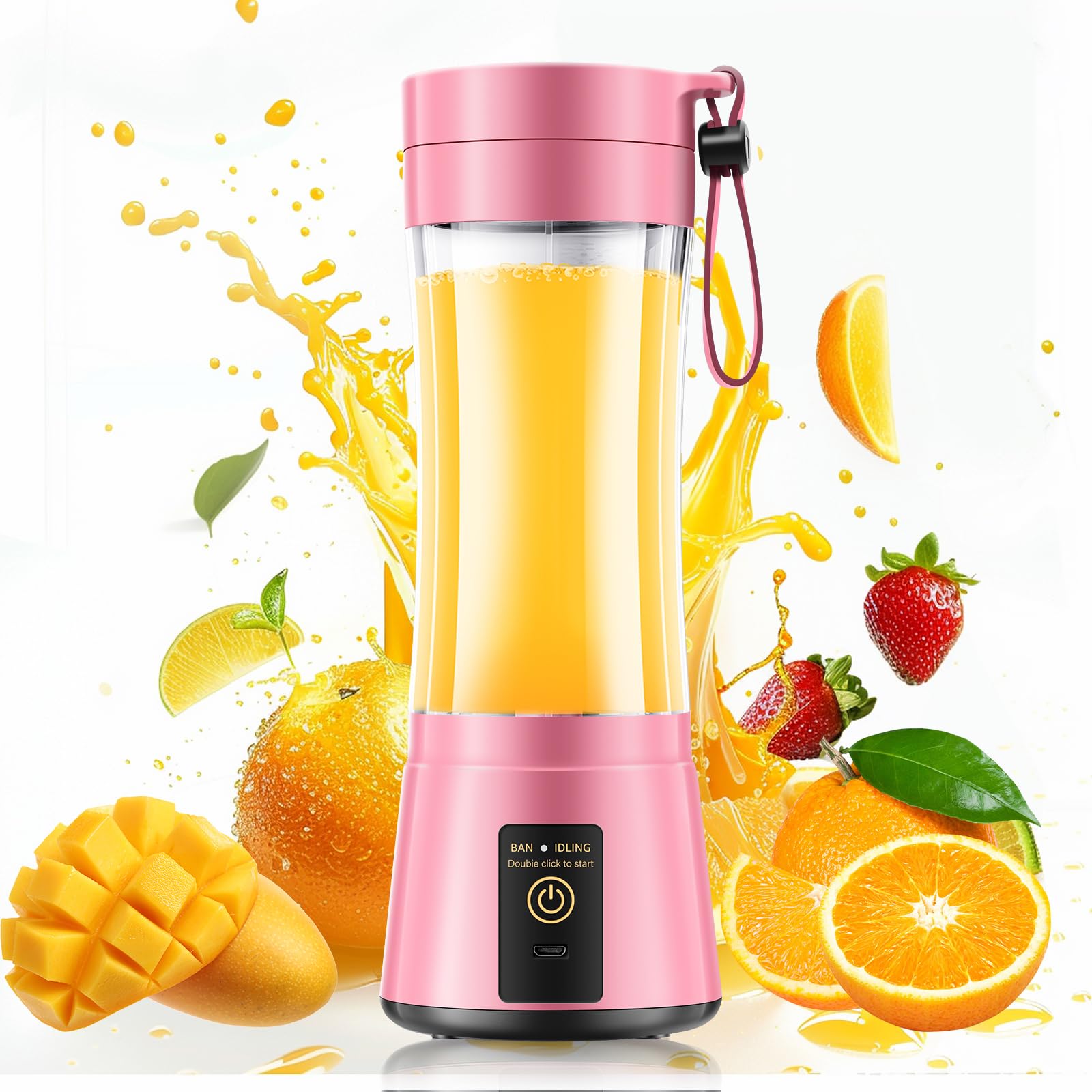 Portable Blender for Smoothies &amp; Shakes - Personal Blender with 12Oz Traveling Cup, BAP Free, 6 Stainless Steel Blades, Freshly Squeezed for Office/Picnic/Sports
