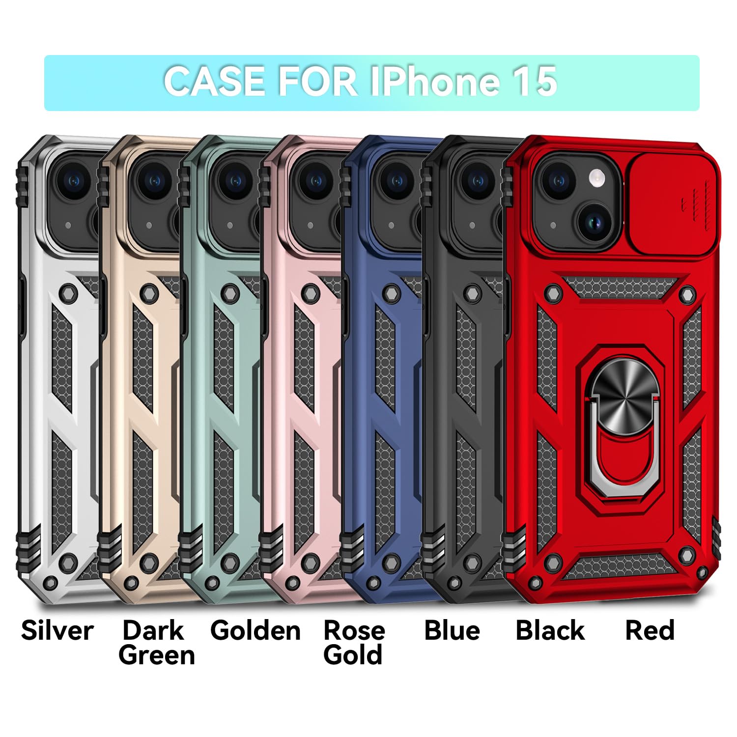 IPhone 15 Pro Case With Kickstand Armor Magnetic Ring Rugged Protective Military Grade Shockproof Case - Mobile City - View #8