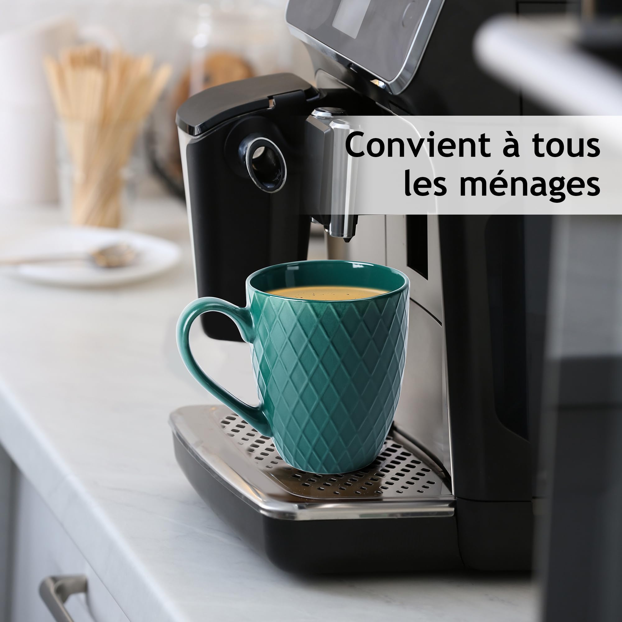 MIAMIO - 6 x 400 ml - Set de tasses à café/tasse - Tasse en céramique moderne Matt - Tasse à café grande taille - Collection Palmanova (Vert)