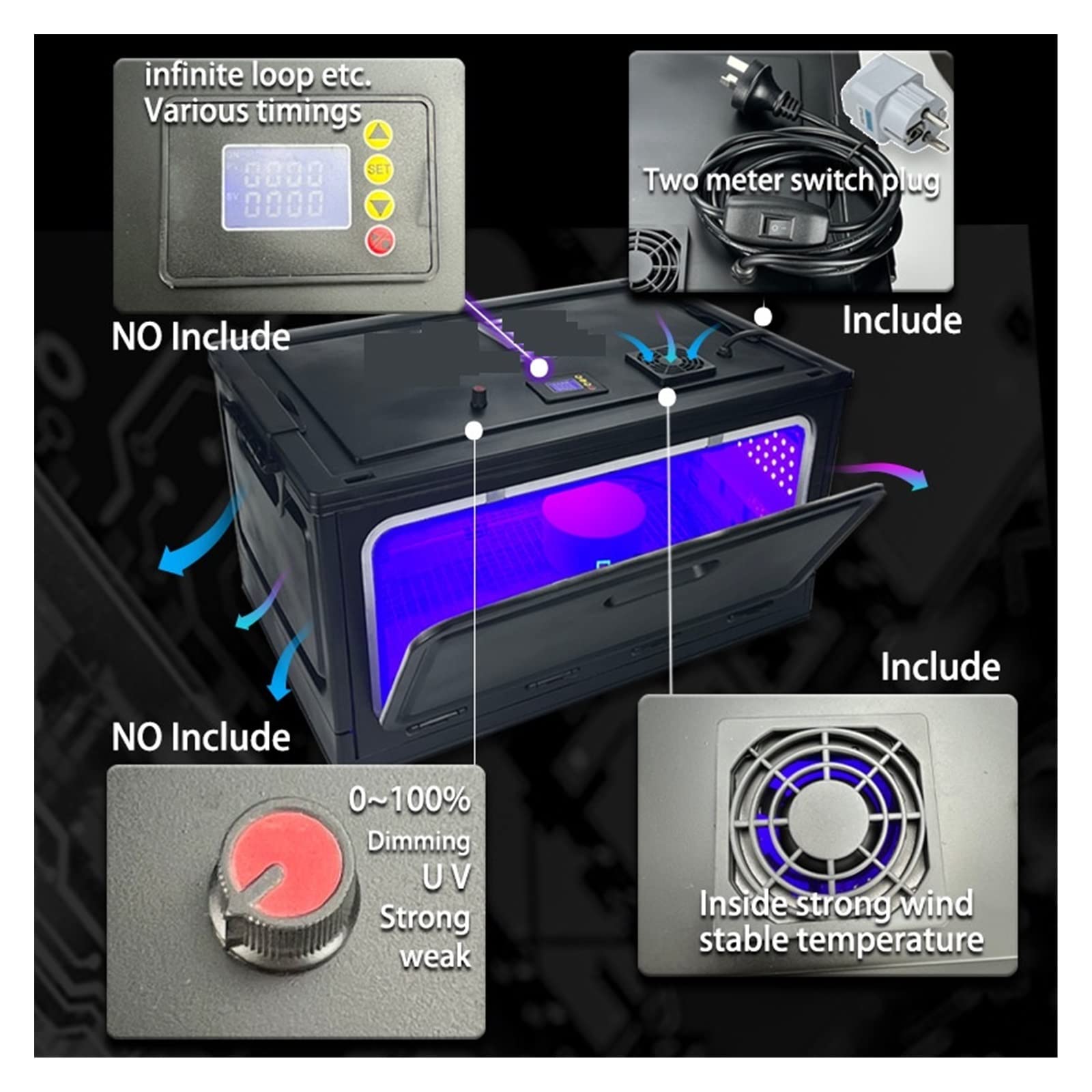 Lámpara de uñas de Gel UV Led UV Gel Caja de curado Lámpara Luz Ultravioleta Máquina Gran tamaño Cure 3D Impresora Pegamento Resina Aceite Vidrio Tinta Pintura Pantalla Seda Teléfono(365nm)