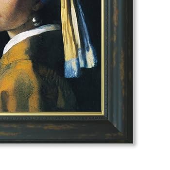 フェルメール　油彩　肉筆『真珠の耳飾り』サイン　画廊シール　F6号　額　b636 フェルメール 油彩 肉筆『真珠の耳飾り』サイン 画廊シール F6号