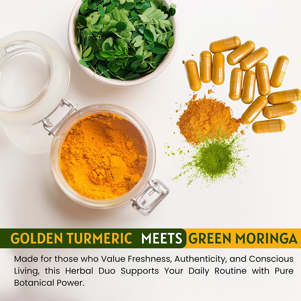 Organic Moringa Turmeric Capsules | Moringa Oleifera Powder & Turmeric Root Powder with Blackpepper 120 Capsules, Boost Immunity & Metabolism Support, Joint Health and Digestive Support — Amazon image 3