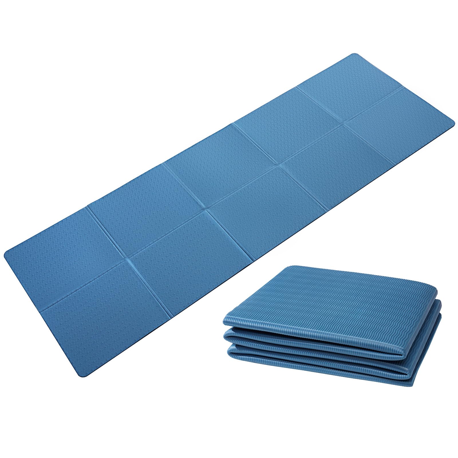 Good Nite Foldable Yoga Mat Non Slip Portable Exercise Fitness Gym Pilates Sport Travel Mat for Women Men 183 x 61 x 0.6 cm (Navy)