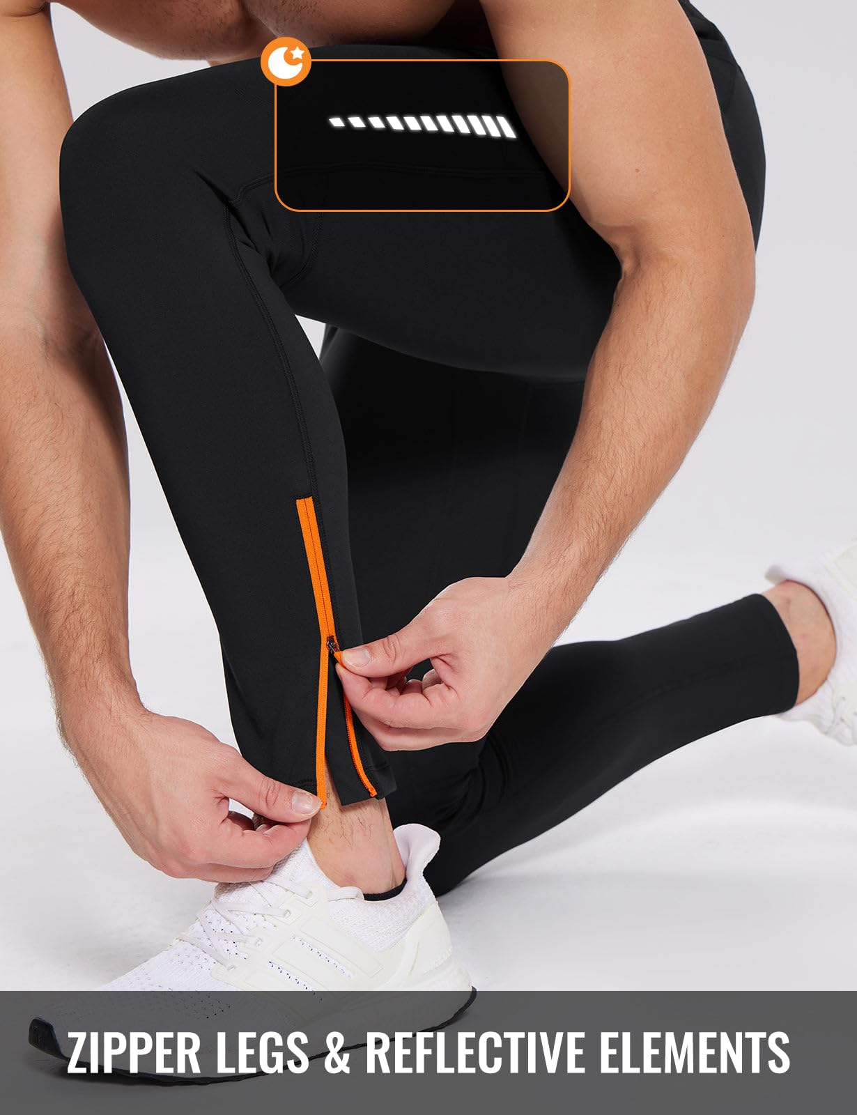 baleaf Collants thermiques de course à pied pour homme - Pantalon de cyclisme doublé en polaire - Legging de compression avec poches zippées - Équipement pour temps froid