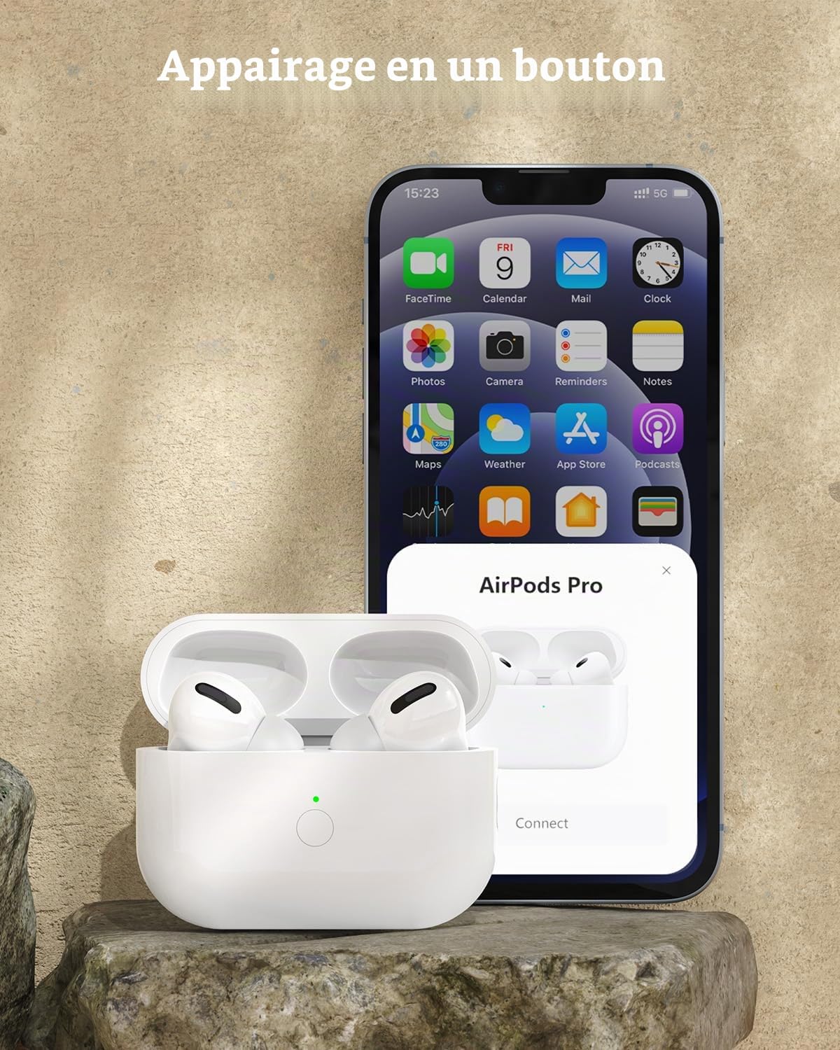 Étui de chargement sans fil compatible AirPods Pro 1ère et 2ème génération, boîtier Bluetooth de rechange avec bouton de synchronisation et charge C