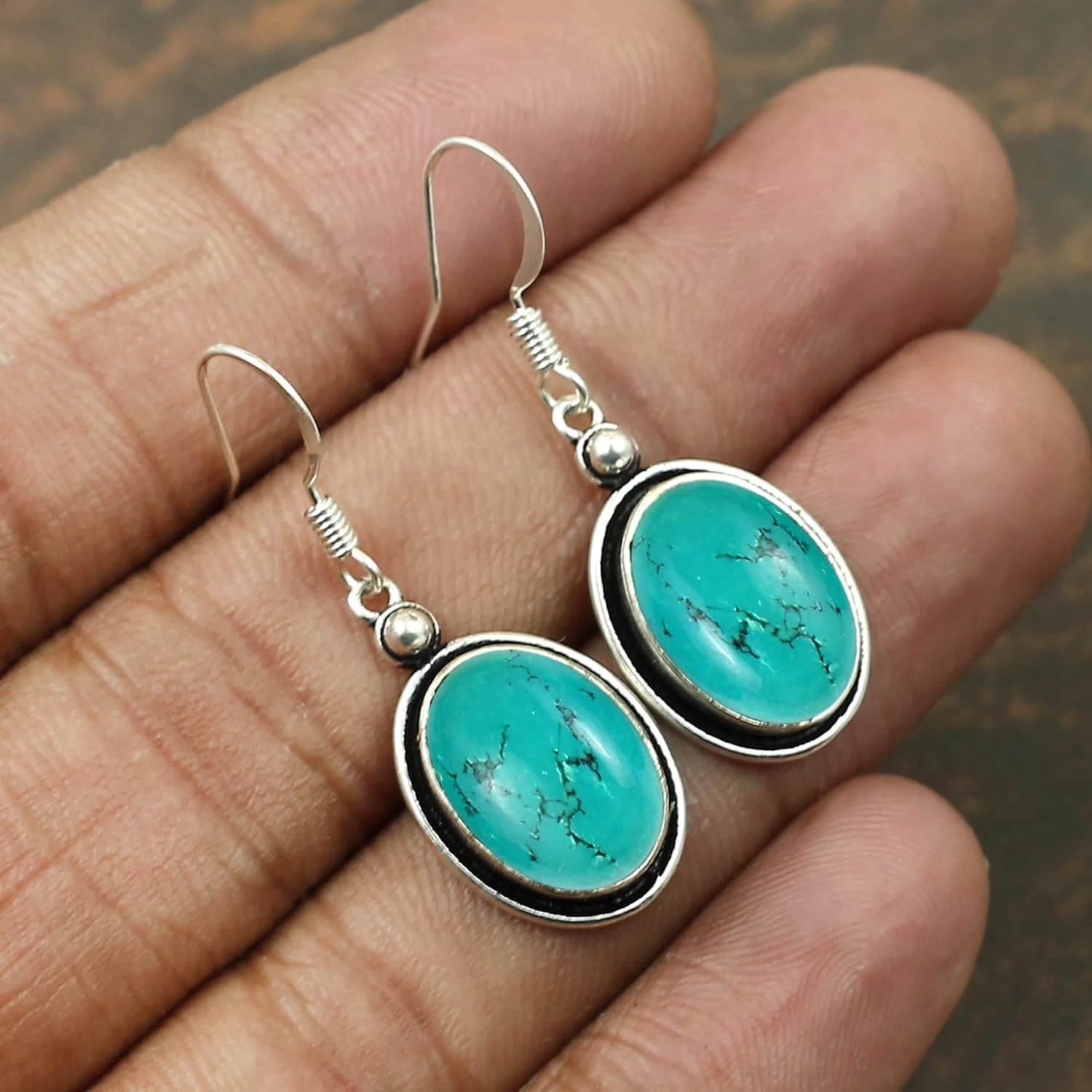 Natural Gemstones Dangle Earrings for Women – 925 Silver Plated Oval Shape Drop Earrings – Lightweight and Comfortable Handmade Fashion Jewelry – Gift for Birthdays, Daily Wear or Special Occasions - Image 5