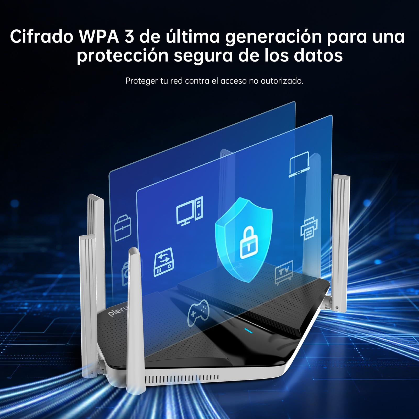 AX3000 Router WiFi 6, Doble Banda 5Ghz/2.4Ghz, 1 x WAN / 4 x LAN Puerto Gigabit, 3000 Mbps Alta Velocidad, 6 Antenas de Alta Ganancia, Up to 65 Dispositivos, WPA3, Compatible con EasyMesh