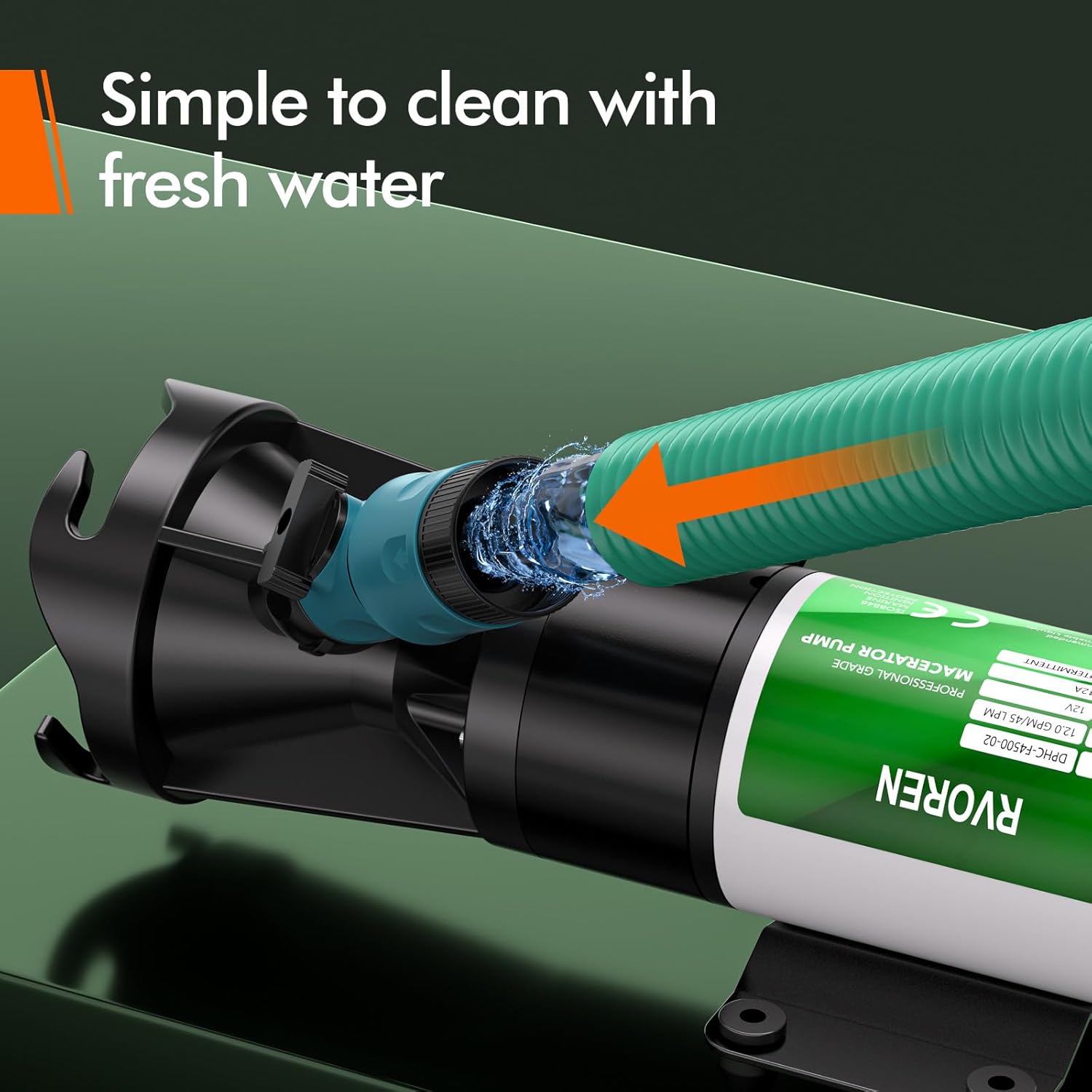 RV Macerator Pump 12V 12GPM RV Waste Pump Quick-Release Self-Priming RV Sewage Pump with Garden Hose Discharge Port