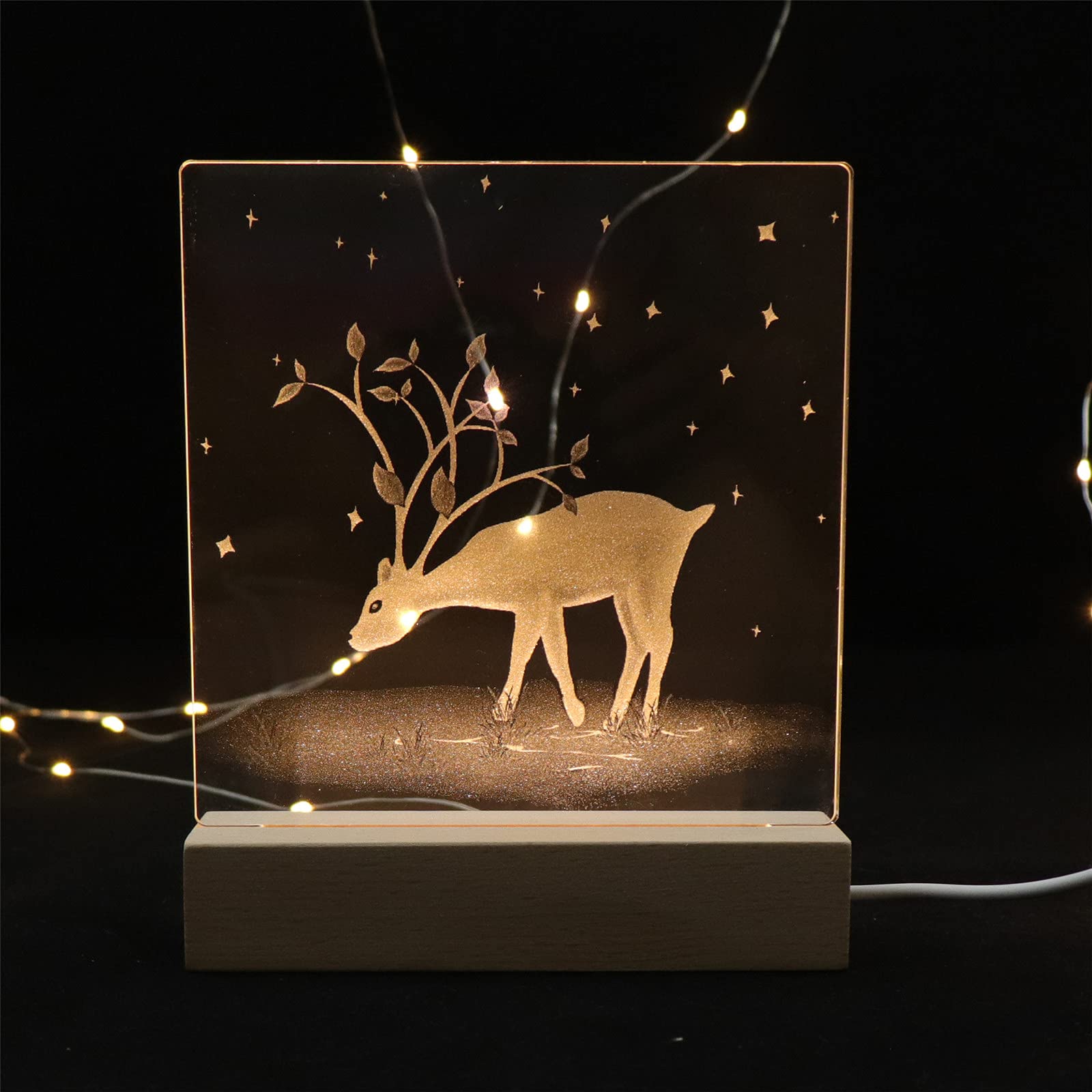 thumbnail: CDIYTOOL LED Display Basis - Houten Standaard Met USB Verlichting Voor DIY Projecten