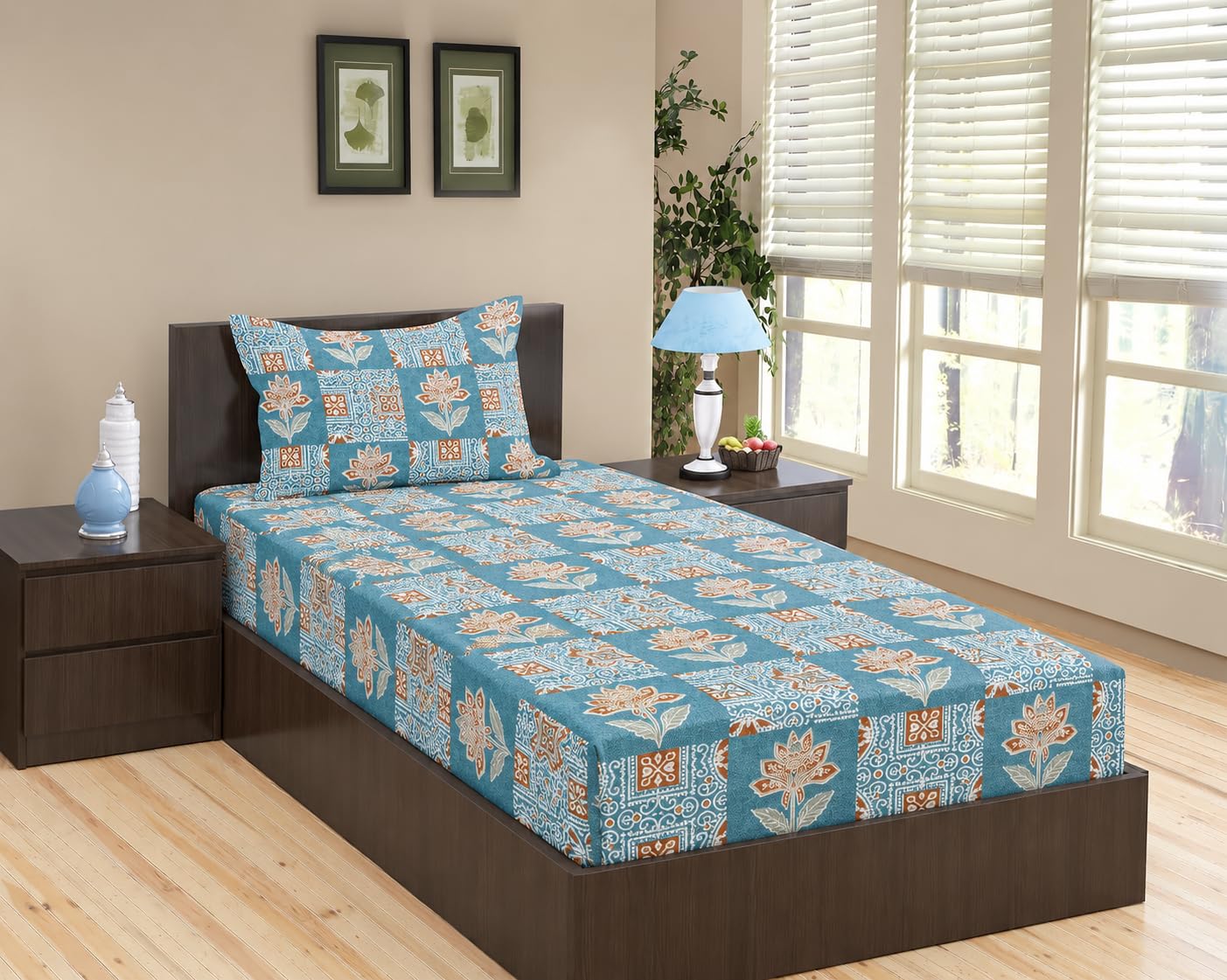 Trance Home Linen Abstract Green Fitted Bedsheet -12 Trance Home Linen Abstract Green Fitted Bedsheet -12