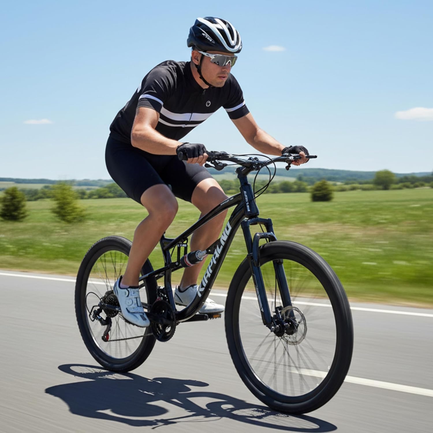 Ecarpat 24/26/27.5 Inch Wheel Mountain Bike, 21 Speed MTB Bike with Full Suspension, Steel Frame and Dual Disc Brakes, Adult Mens Outdoor Cycling Mountain Bicycle