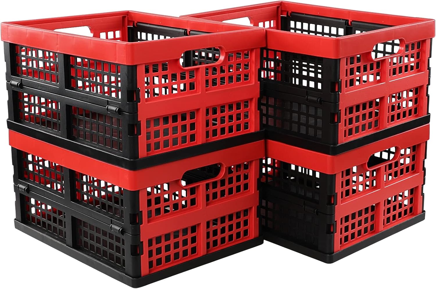 Yuright 4 Packs 16 Quart Small Folding Milk Crate, Collapsible Storage Crate Bins