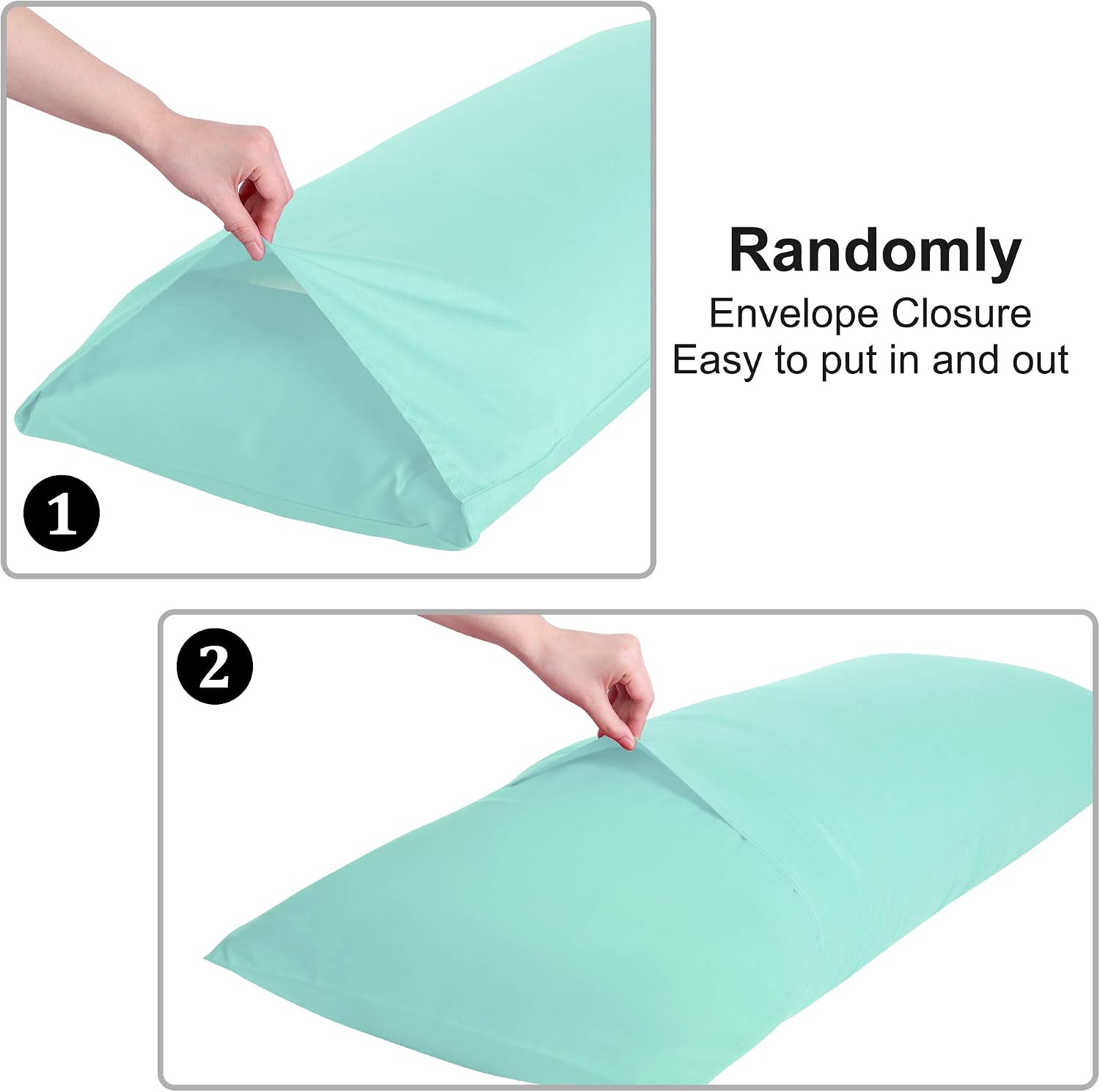 uxcell Body Pillow Case Pillowcase with Envelope Closure, Egyptian Cotton 250 Thread Count, 1-Piece Pregnancy Pillow Covers Body(20"x48") Cyan