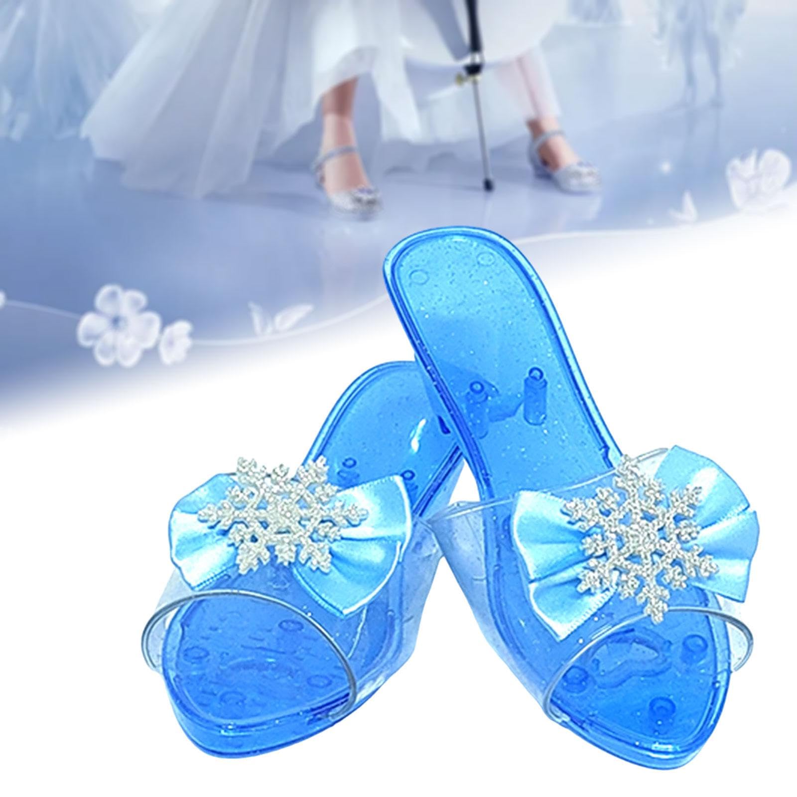 predolo Chaussures de Princesse à Enfiler pour déguisement, Bleu