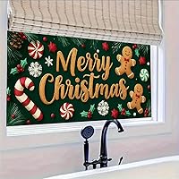 Vista 5 de HOMETITUTE Gingerbread - Cubierta de ventana de vinilo estático de Navidad de PVC, hoja de vidrio de privacidad de 39.3 x 17.7 pulgadas, panel