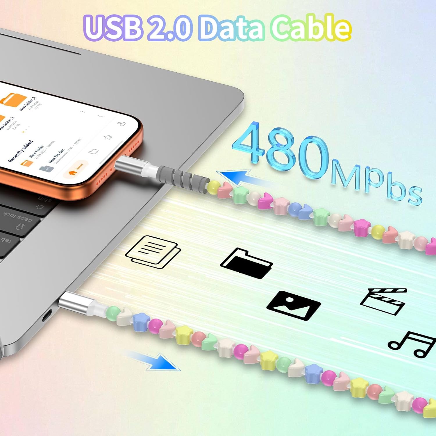 APETOO USB C Headphones Wired Earbuds + 60W Beaded Charger Cord USB C Cable 6.6ft for iPhone 17 Pro Max 16 15 Plus for Samsung S25/S24/S23/S22 Ultra, Pixel 10 9 8 7 6a, Colorful + Green image 3