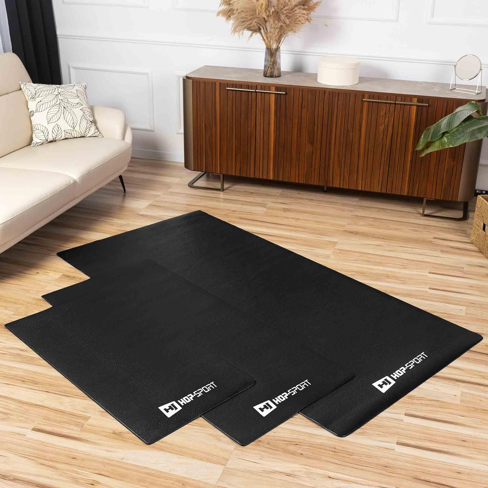 Hop-Sport Bodenschutzmatte PVC 0,6mm Dicke Unterleg, 3 Größen zur Auswahl: 120x60cm, 160x70zm, 220x110cm, Rutschfest, Wasserdicht, Schutzmatte Ideal für Fitnessgeräte und Home-Gym, Antivibrationsmatte
