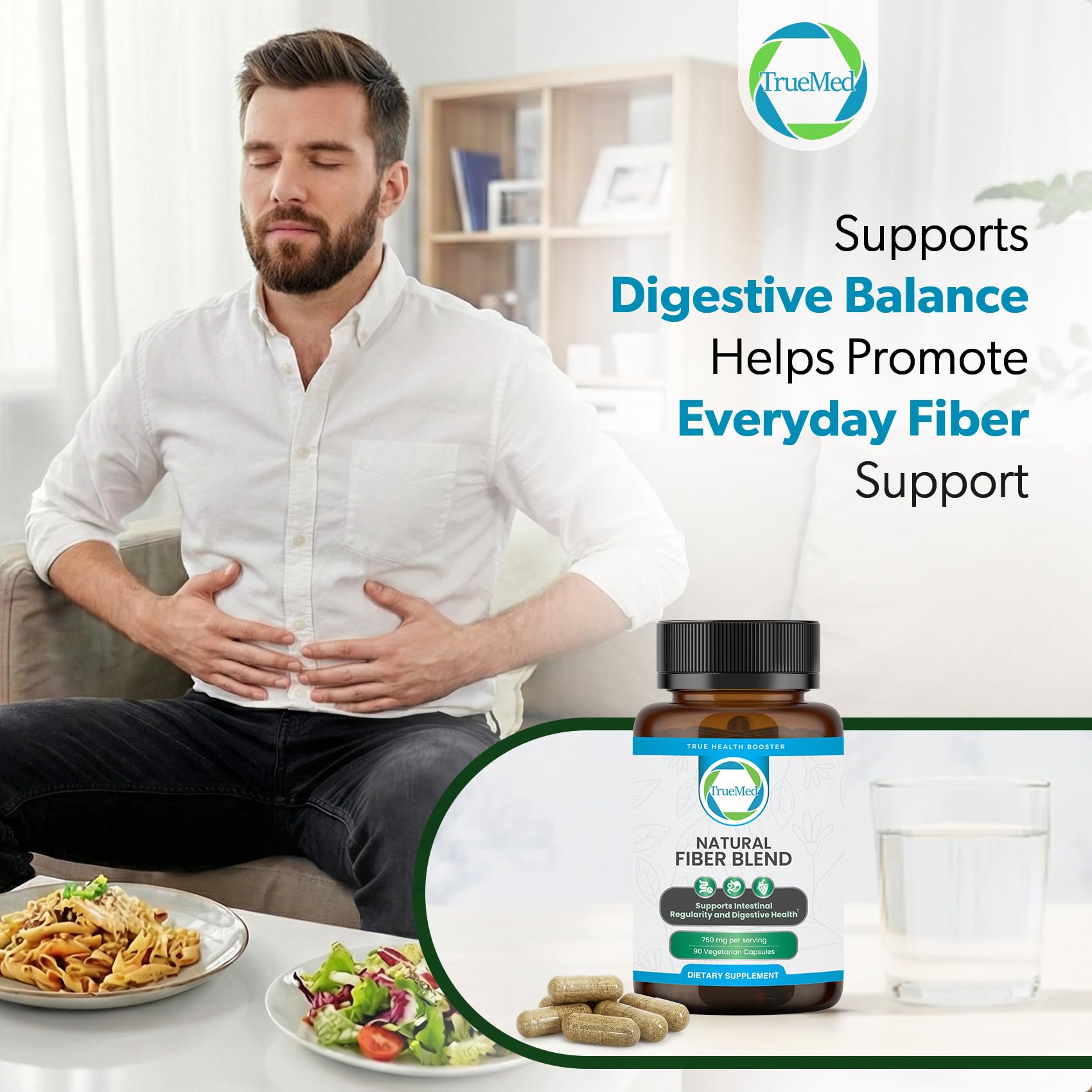Organic Fiber Supplement 750mg, Supports Digestive Health, 90Veg Capsules — Amazon image 7