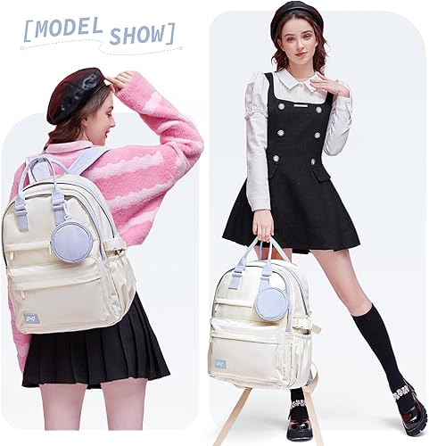 Miniatura 7 de Mochila para laptop para mujeres y hombres, mochila universitaria de viaje, mochila de mano con compartimento para laptop, mochila casual, A2-blanco