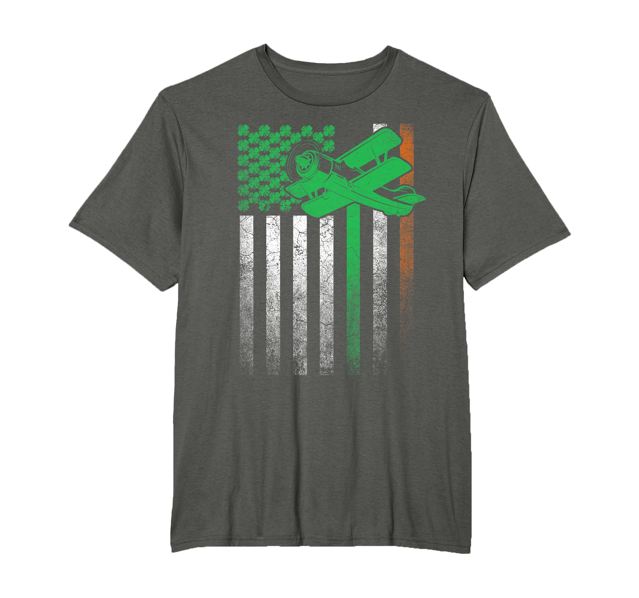 Pilot Airplane Irish American Flag St. Patrick's Day Flying Women Kids Men T-Shirt