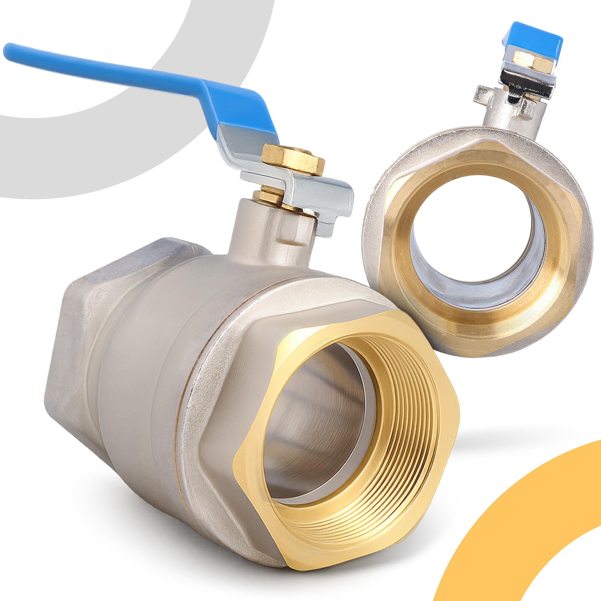 Instalguru Válvula De Bola 3'' Rosca Hembra Latón Alta Presión PTFE Agua Potable Maneta Acero Válvula Esfera Grifería Instalación Fontanería Calefacción