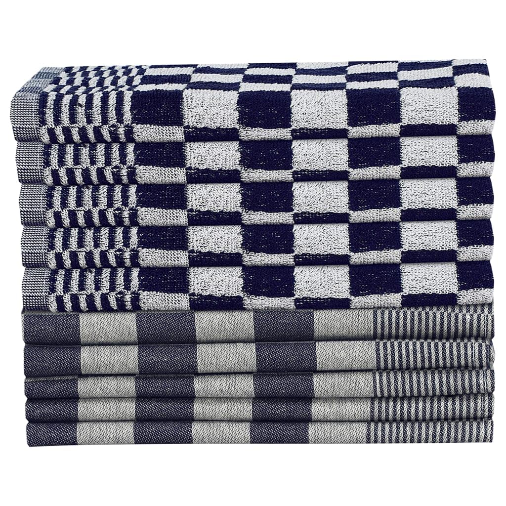 20-częściowy zestaw ręczników niebiesko-białych ze 100% bawełny z 10 ścierkami do naczyń 50 x 70 cm i 10 ręcznikami dla gości 50 x 50 cm do kuchni, łazienki i codziennego czyszczenia, chłonne, trwałe