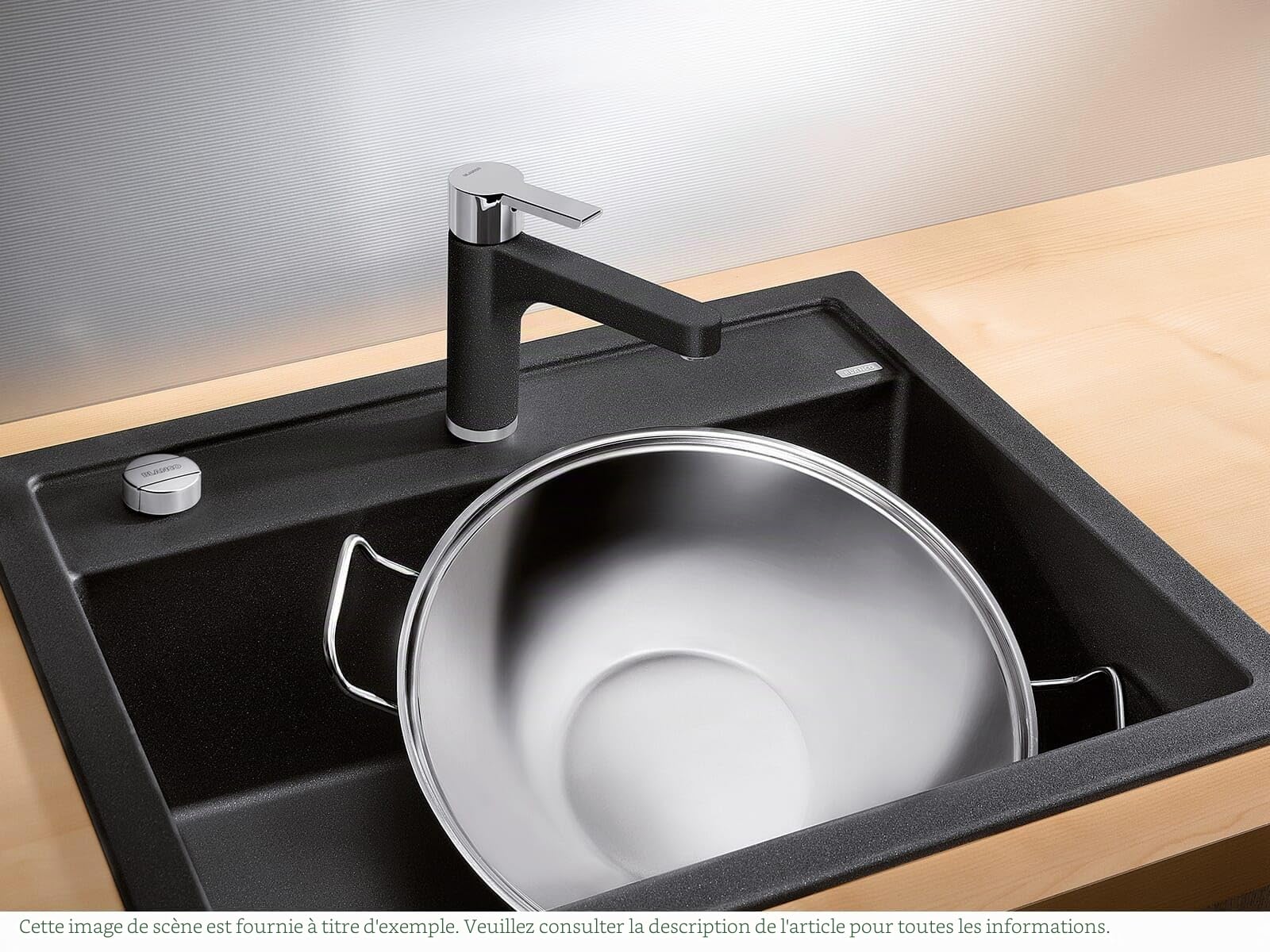 BLANCO DALAGO 6 - Évier au design moderne pour meuble bas de 60 cm de large - En silgranite au toucher pierre - Noir - 525873