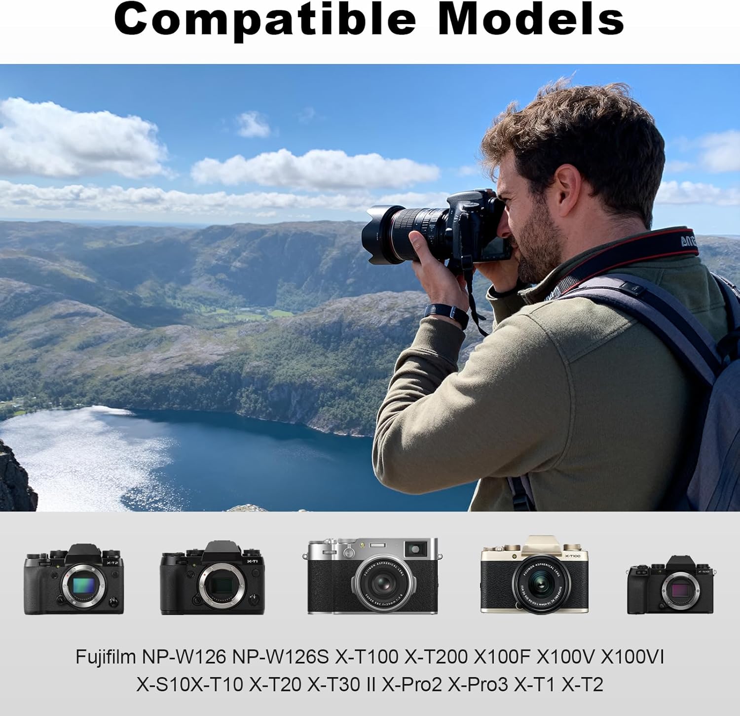 NP-W126S Battery 2-Pack and Dual Port PD Fast Charger for Fujifilm NP-W126 NP-W126S X-T100, X-T200, X100F, X100V, X100VI, X-S10,X-T10, X-T20, X-T30 II, X-Pro2, X-Pro3, X-T1, X-T2 Camera - Image 3