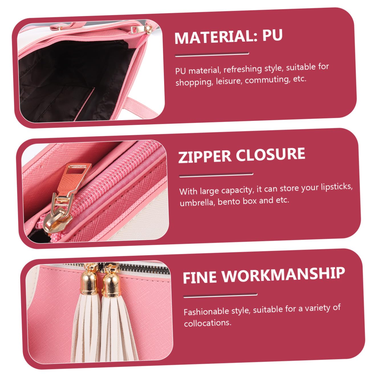 PACKOVE Bolso con Compartimentos de Pu para Mujer Conjunto de Bolso de Mano de Hombro con Gran Capacidad y Estilo Moderno para Ocio y Compras Color Aleatorio