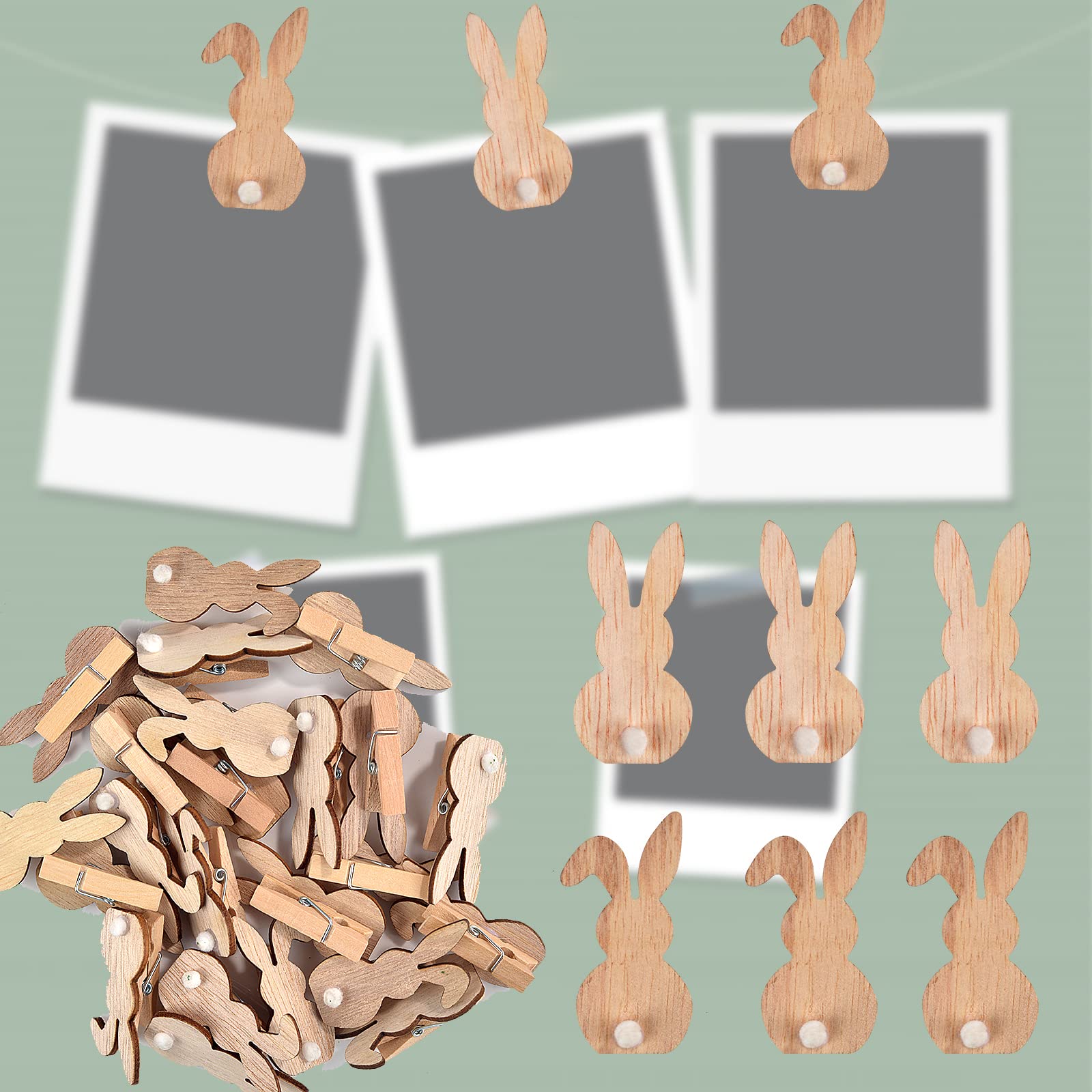 Houten paas klemmen Set van 18 stuks Haas Mini Houten Fotoclips