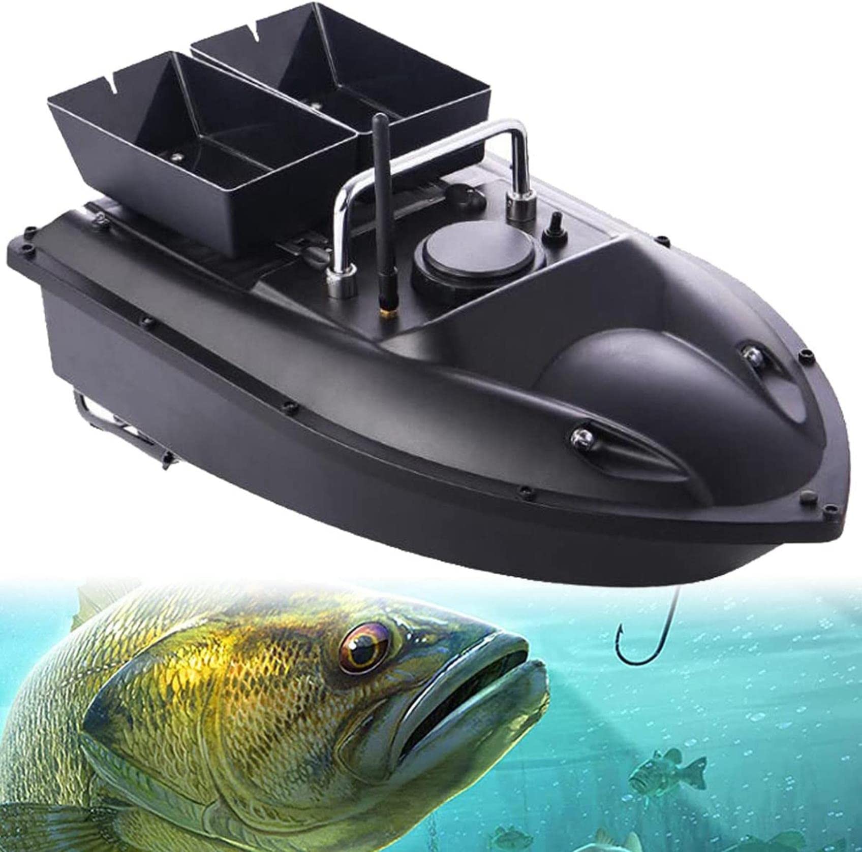 Bateau d'appâts RC, Bateau de pêche à la télécommande, avec lumière de Nuit LED, Poste GPS Postion Automatique Boat d'appâts de pêche à la télécommande, Double Moteur