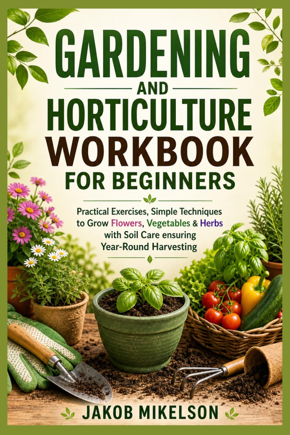 GARDENING AND HORTICULTURE WORKBOOK FOR BEGINNERS: Practical Exercises, Simple Techniques to Grow Flowers, Vegetables & Herbs with Soil Care ensuring Year-Round Harvesting