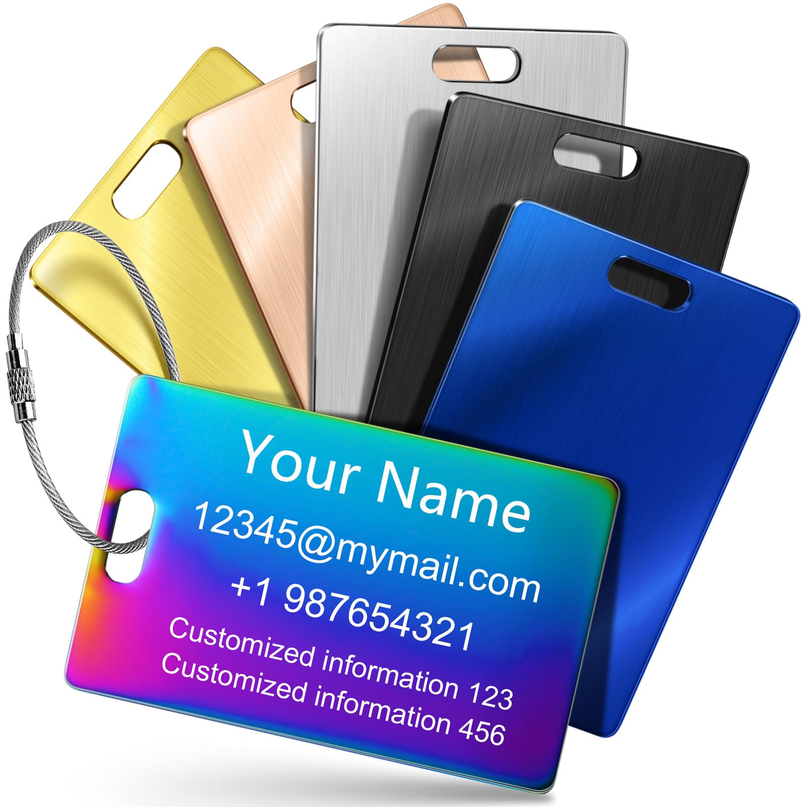 Personalized Luggage Tags for Suitcases and Backpacks - Stainless Steel Metal Unique Custom Traval Bag Name Tags for Kids, Women, Luggage, Baggage,