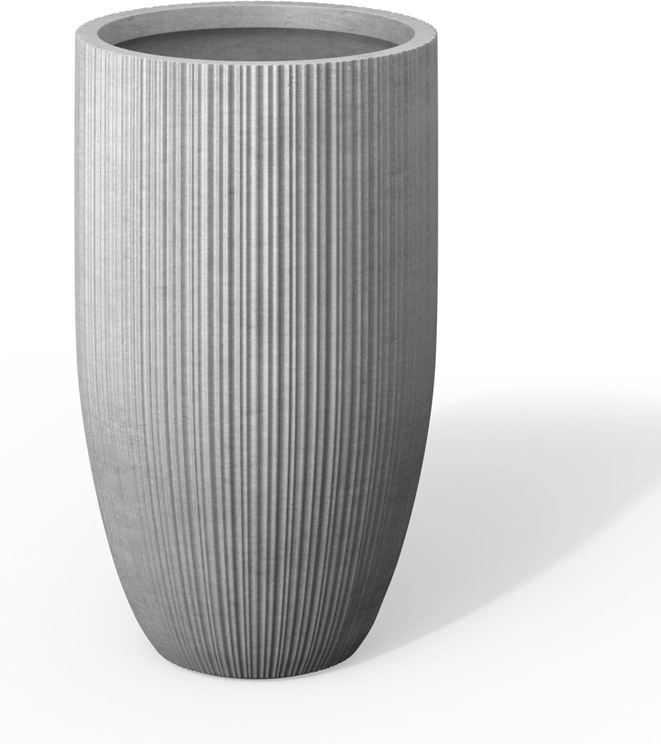 Kante 24 Inch Tall Round Concrete Planter, Large Plant Pots with Drainage Hole for Indoor Outdoor Plants, Modern Decor for Garden, Home, Patio, Porch, Weathered Concrete