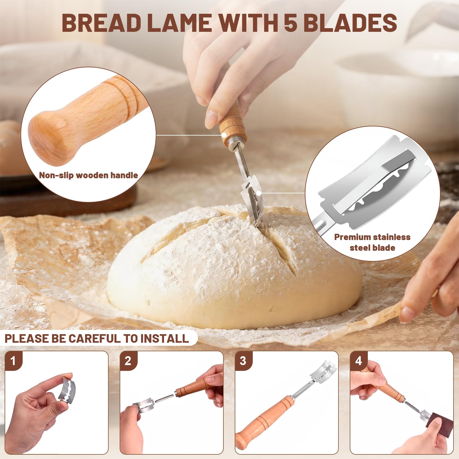 Set di base per impasti acidi, 12 pezzi, cestino per la fermentazione (23 cm rotondo, 26 cm ovale), in 100% rattan naturale, accessori per la cottura del pane per principianti, con bicchiere per pasta