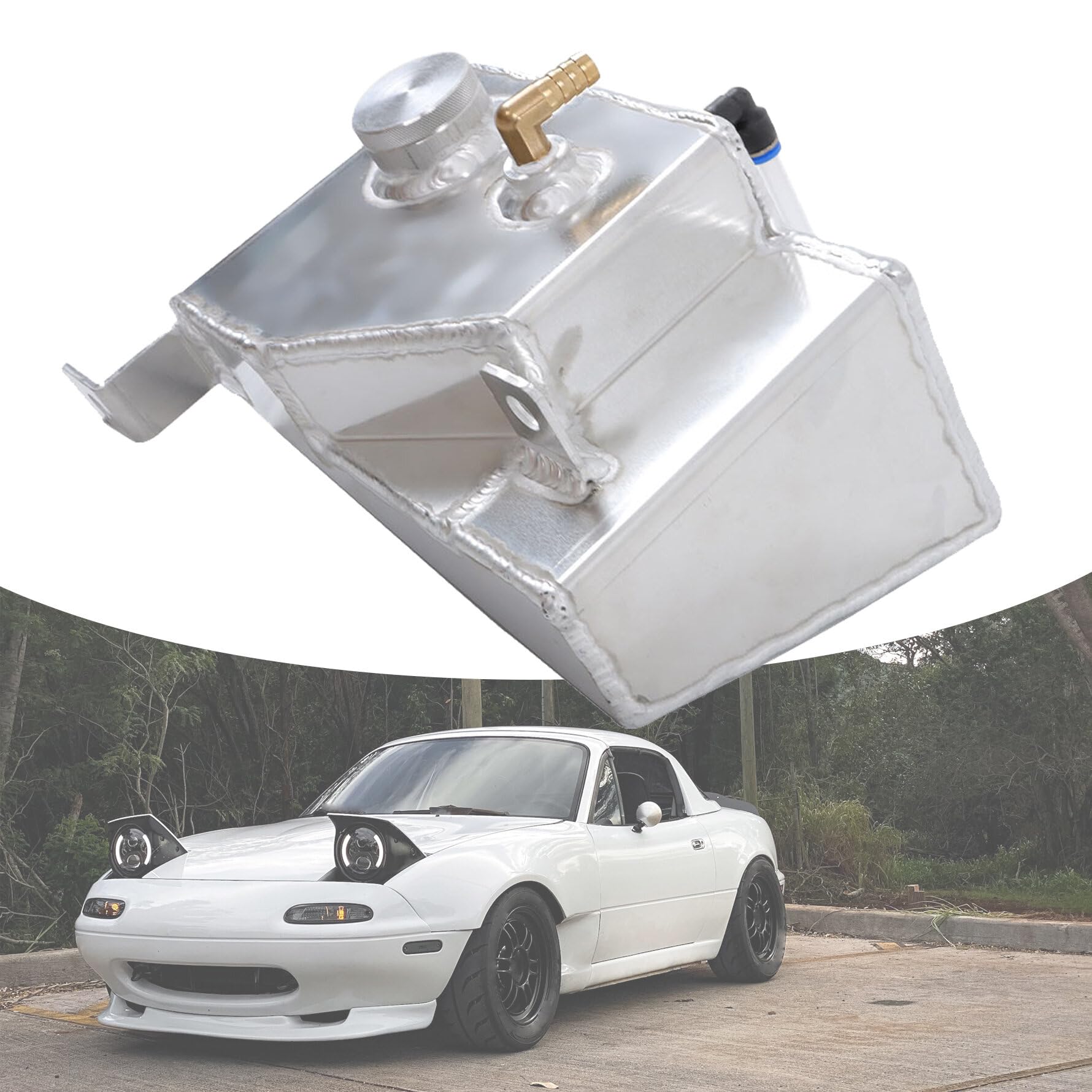 munirater Aluminum Coolant Tank Expansion Recovery Overflow Can Kit Replacement for 1990-1997 Miata