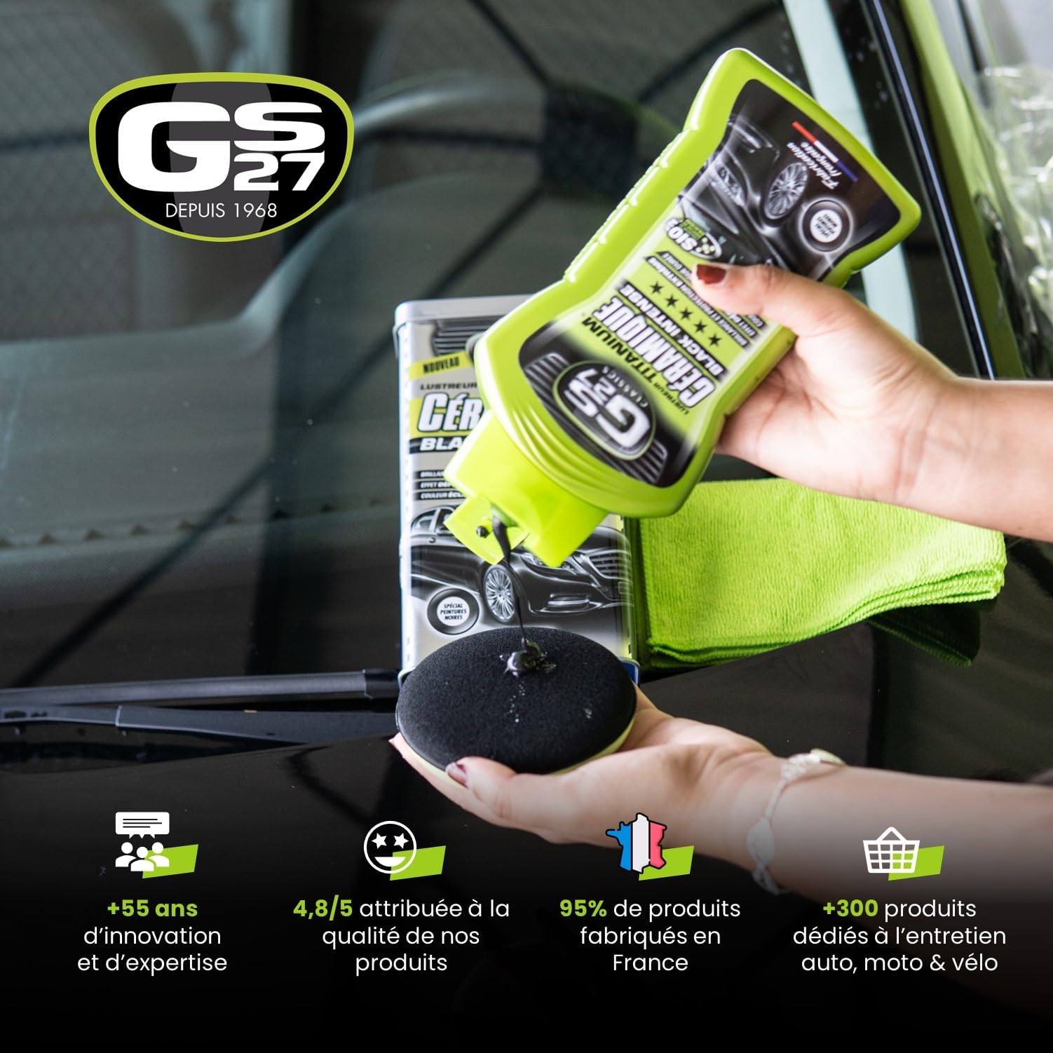 GS27 - Lustreur Titanium Céramique Black Intense - Produit Nettoyant Voiture - Brillance Instantanée - 500 ML